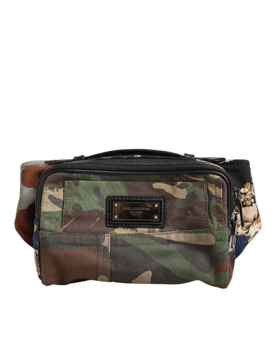 Dolce & Gabbana Multicolor Camouflage Patchwork Logo Waist Fanny Pack Bag Curated Luxury Accessories by Orvyn