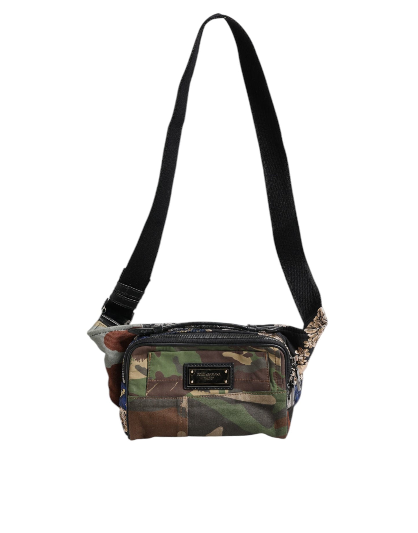 Dolce & Gabbana Multicolor Camouflage Patchwork Logo Waist Fanny Pack Bag Curated Luxury Accessories by Orvyn