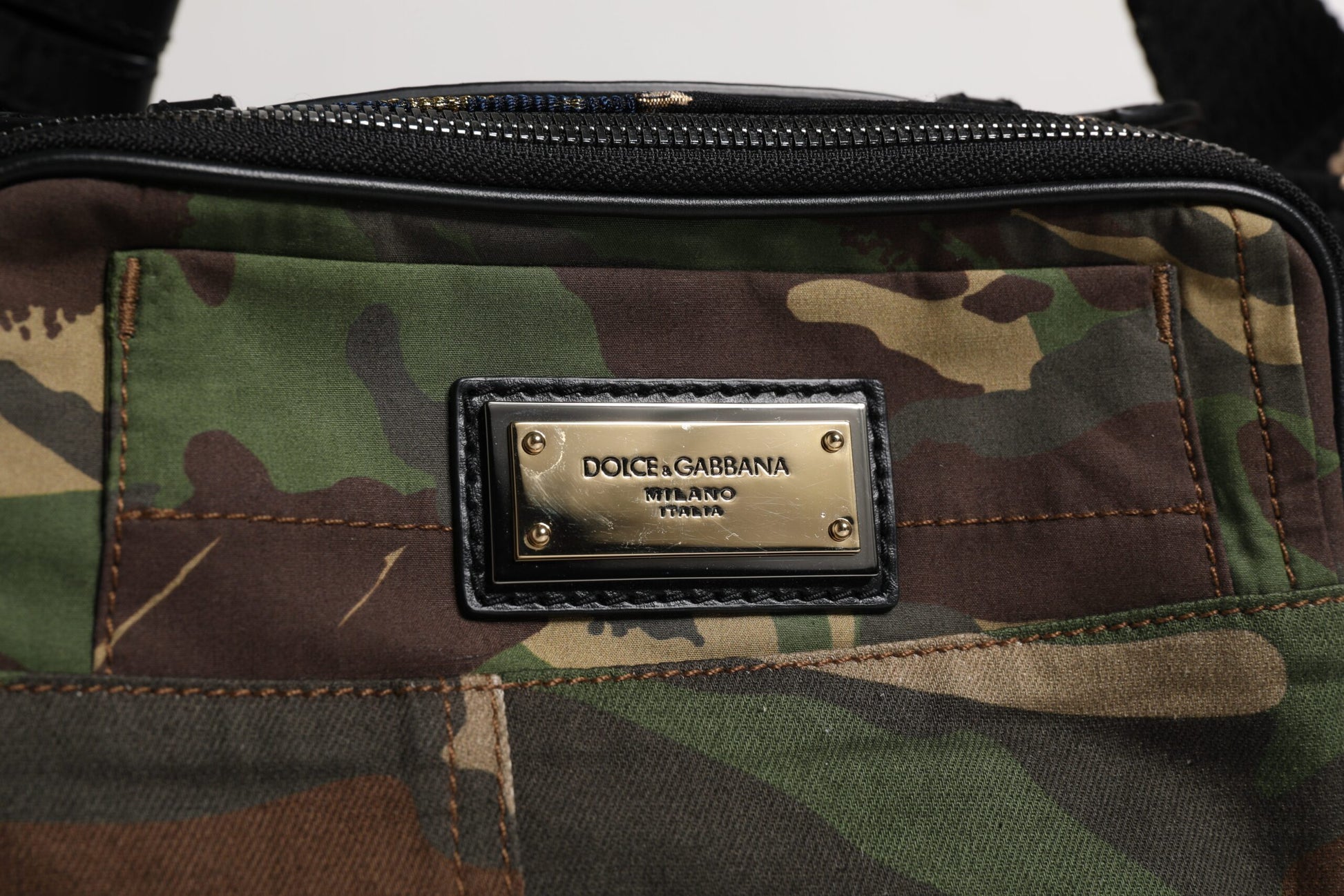 Dolce & Gabbana Multicolor Camouflage Patchwork Logo Waist Fanny Pack Bag Curated Luxury Accessories by Orvyn