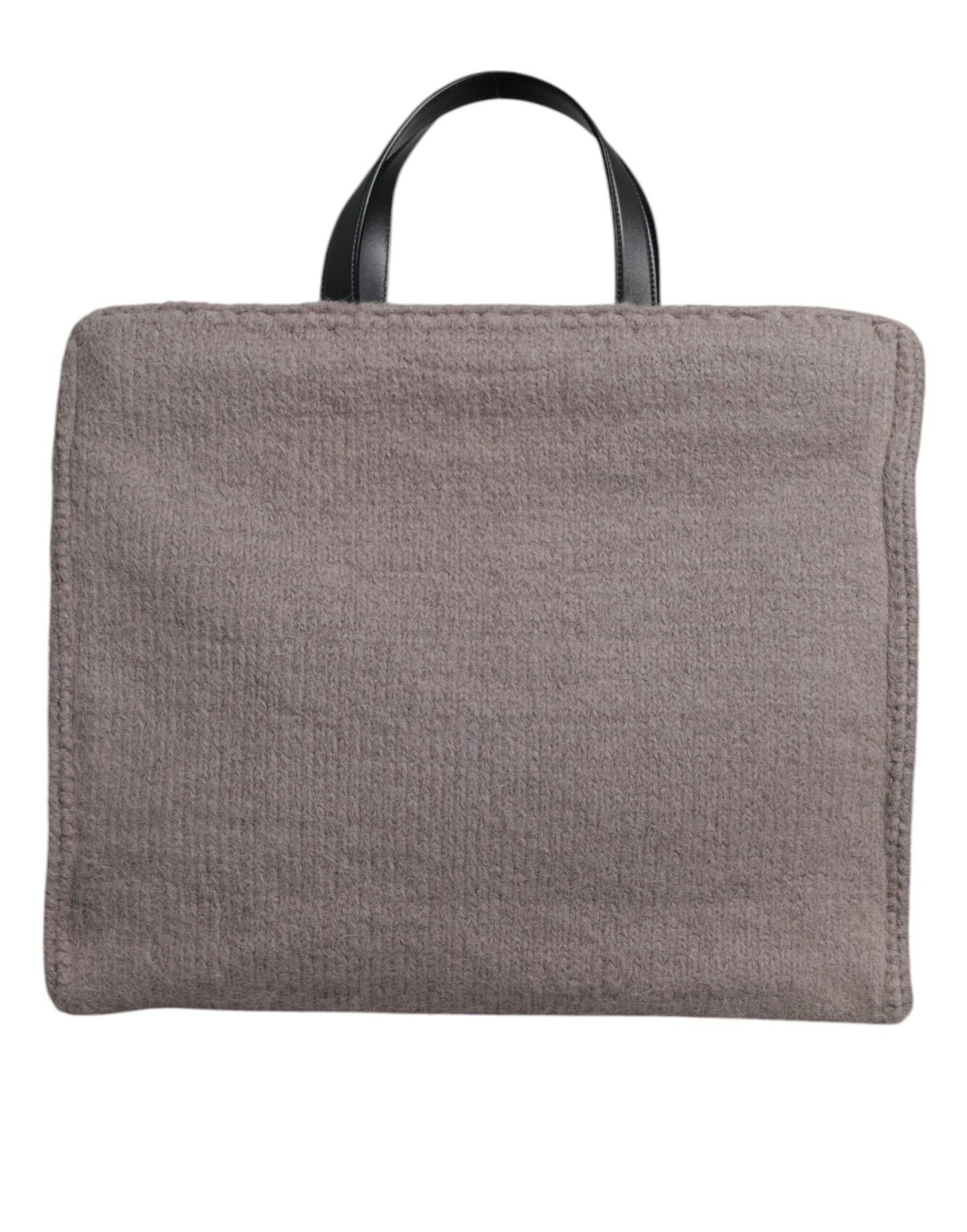 Dolce & Gabbana Grey Alpaca Wool Logo Plaque Tote Shoulder Bag Curated Luxury Accessories by Orvyn