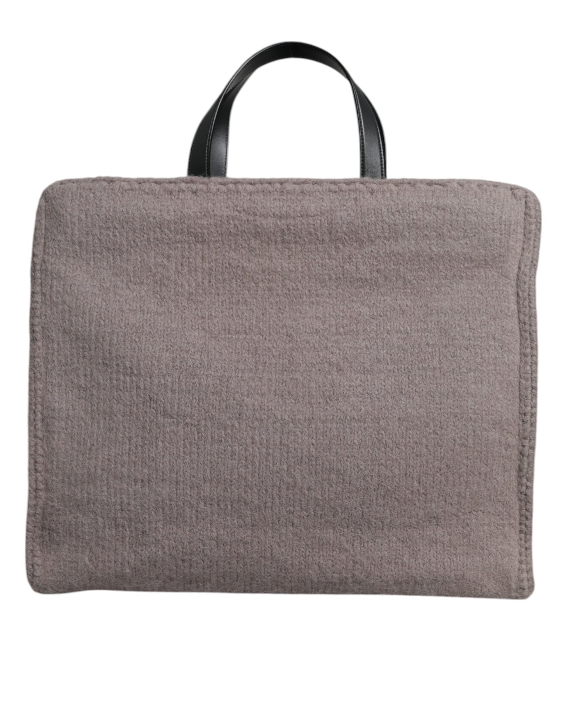 Dolce & Gabbana Grey Alpaca Wool Logo Plaque Tote Shoulder Bag Curated Luxury Accessories by Orvyn