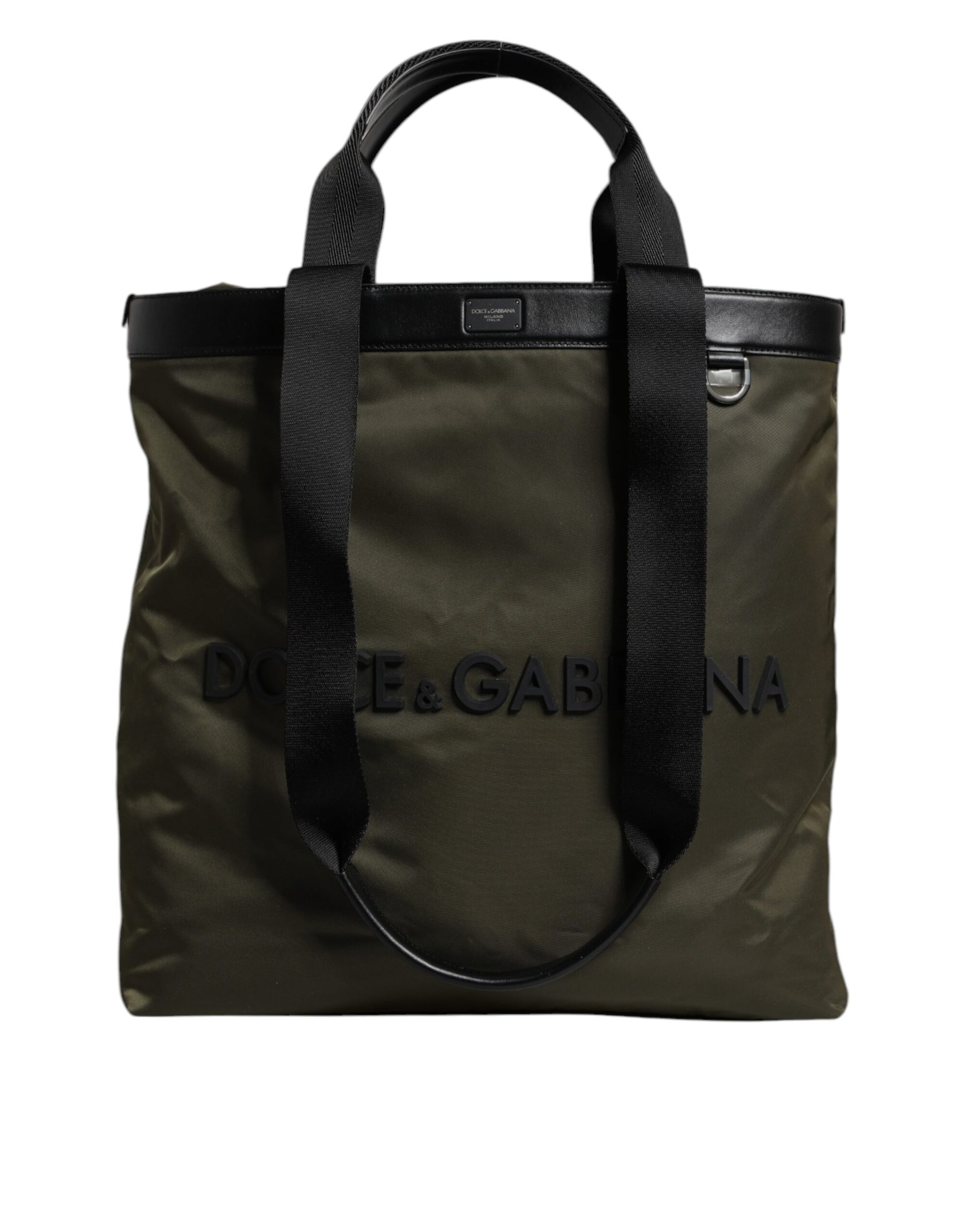 Dolce & Gabbana Military Green Nylon Shoulder Strap Tote Bag Curated Luxury Accessories by Orvyn