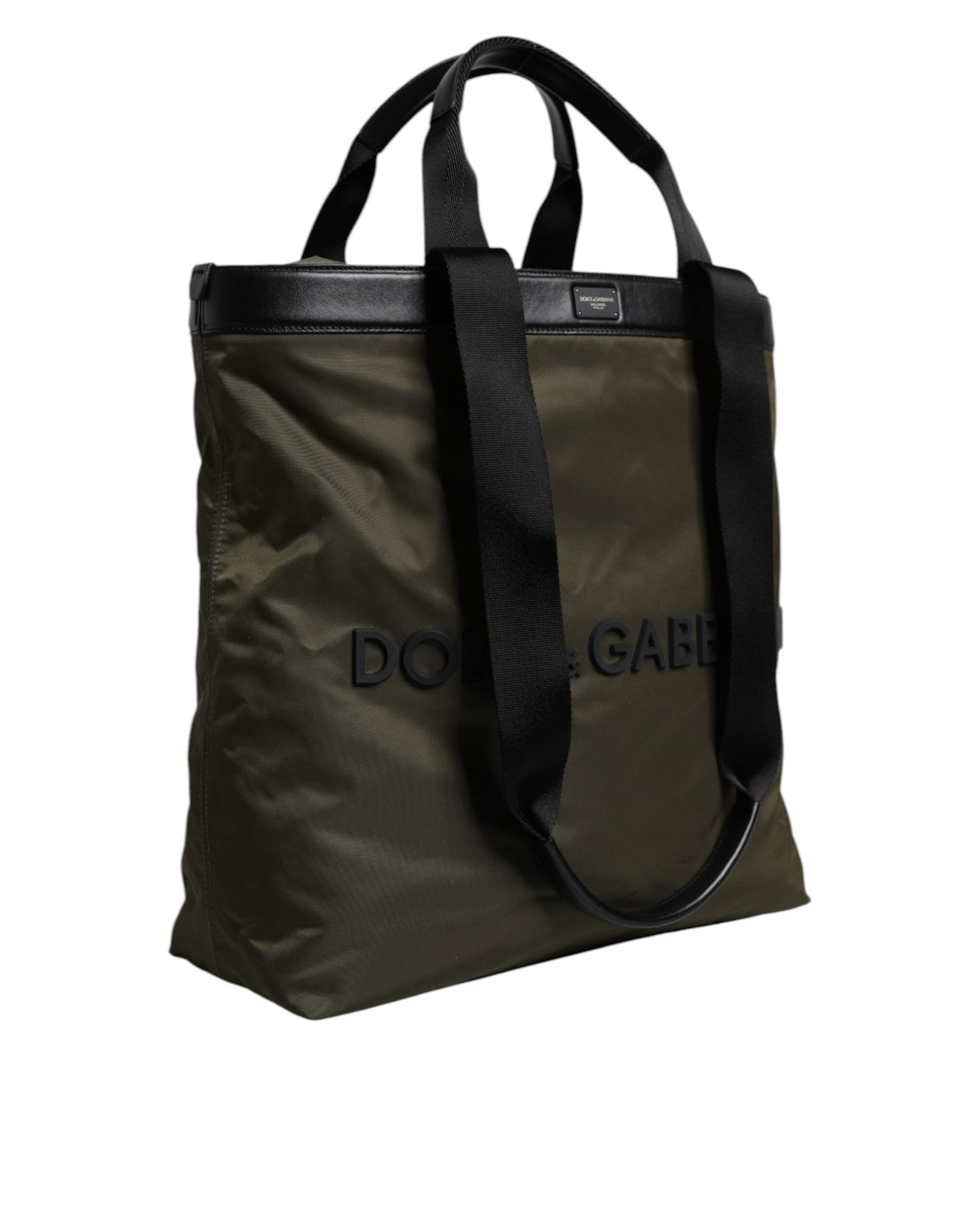 Dolce & Gabbana Military Green Nylon Shoulder Strap Tote Bag Curated Luxury Accessories by Orvyn