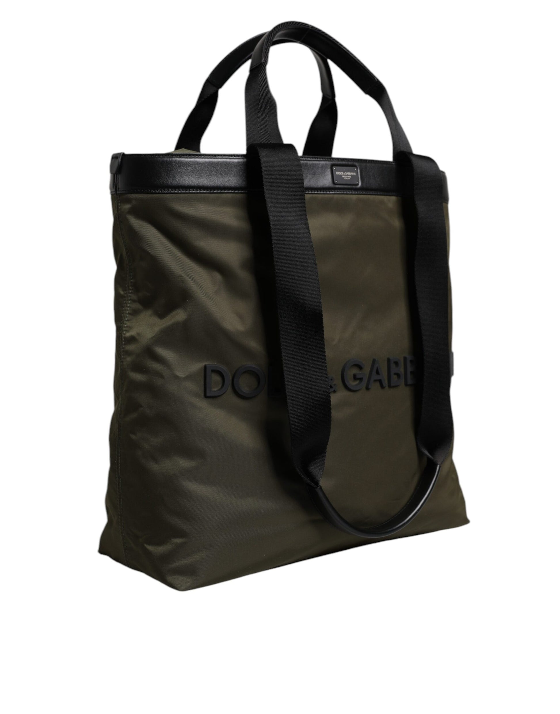 Dolce & Gabbana Military Green Nylon Shoulder Strap Tote Bag Curated Luxury Accessories by Orvyn