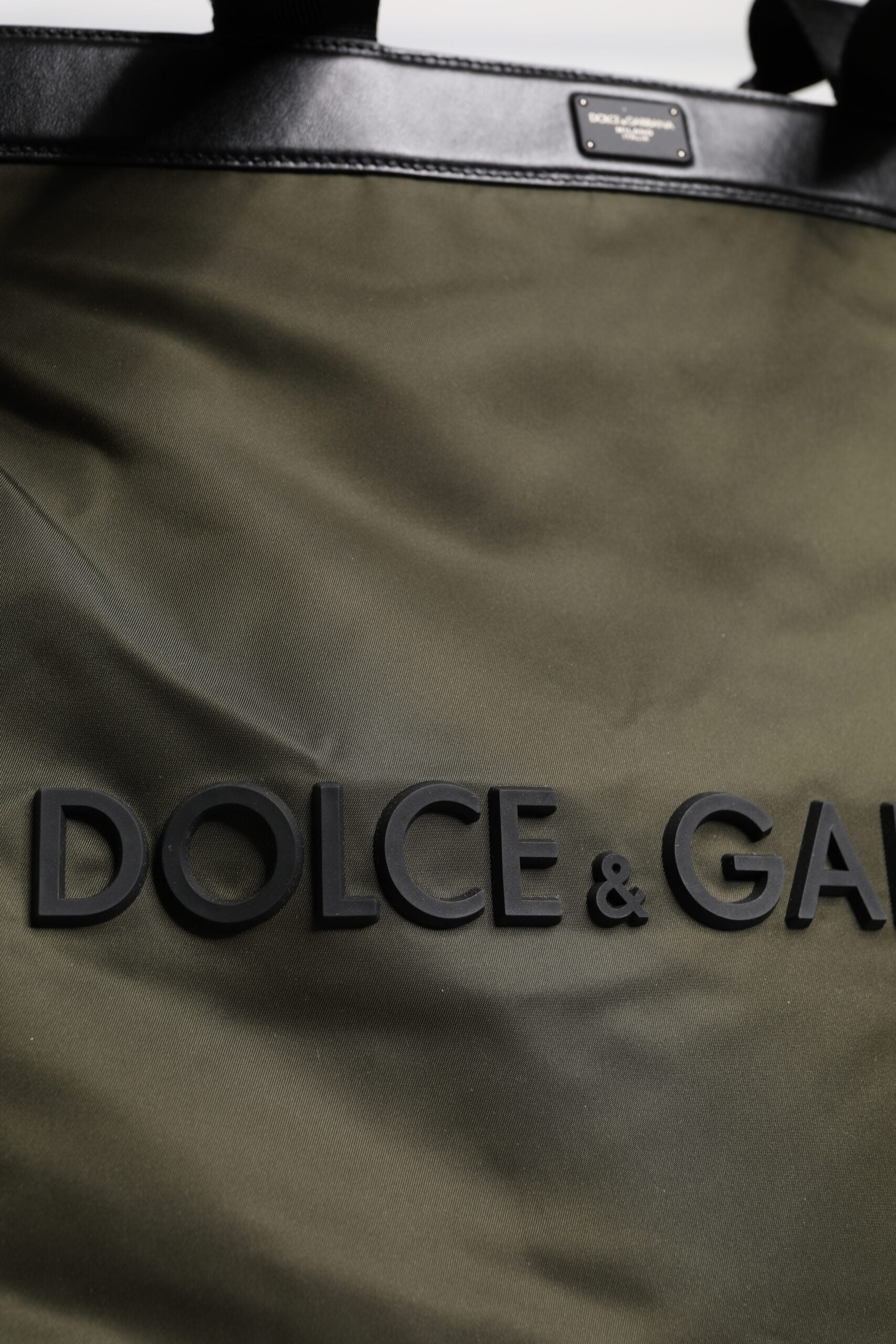 Dolce & Gabbana Military Green Nylon Shoulder Strap Tote Bag Curated Luxury Accessories by Orvyn