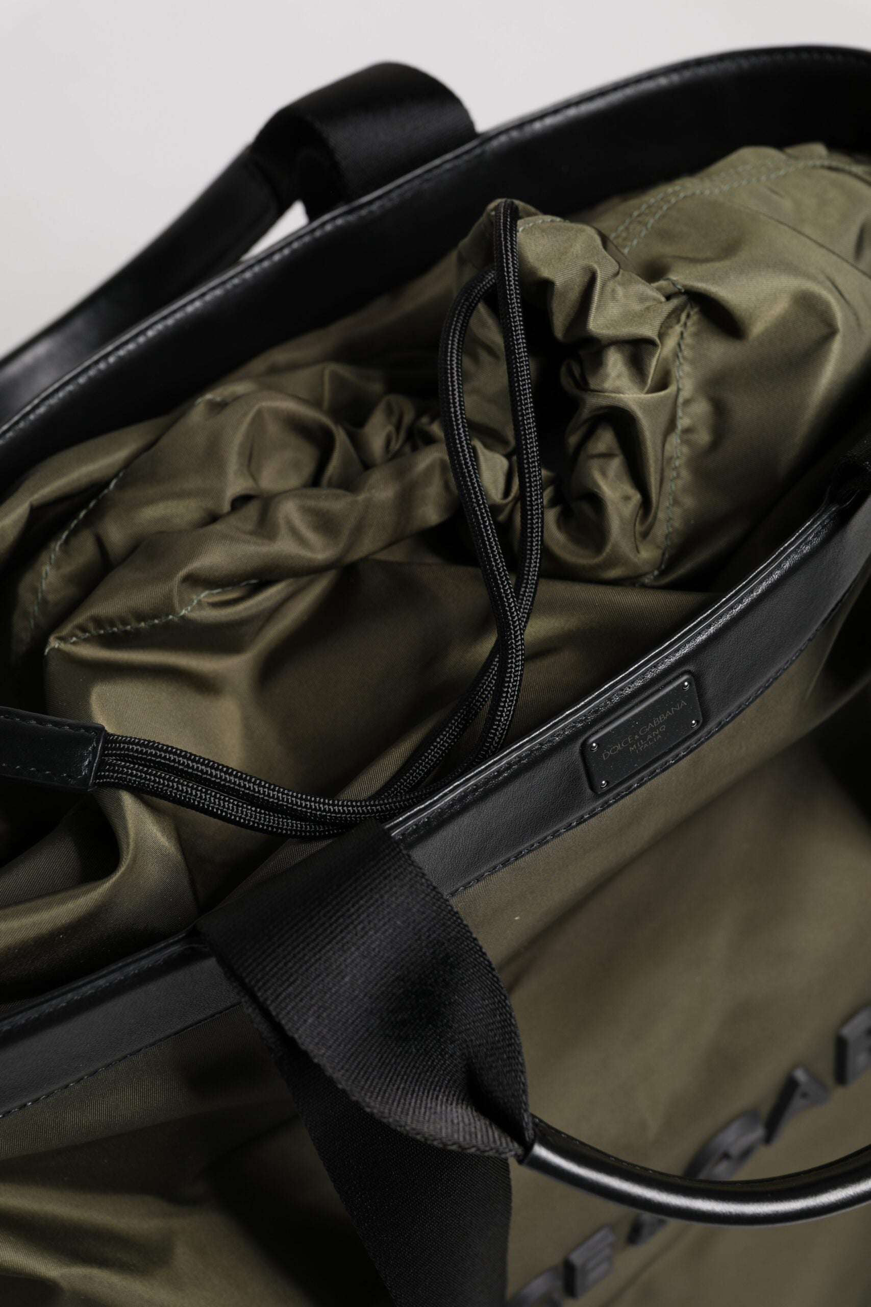 Dolce & Gabbana Military Green Nylon Shoulder Strap Tote Bag Curated Luxury Accessories by Orvyn