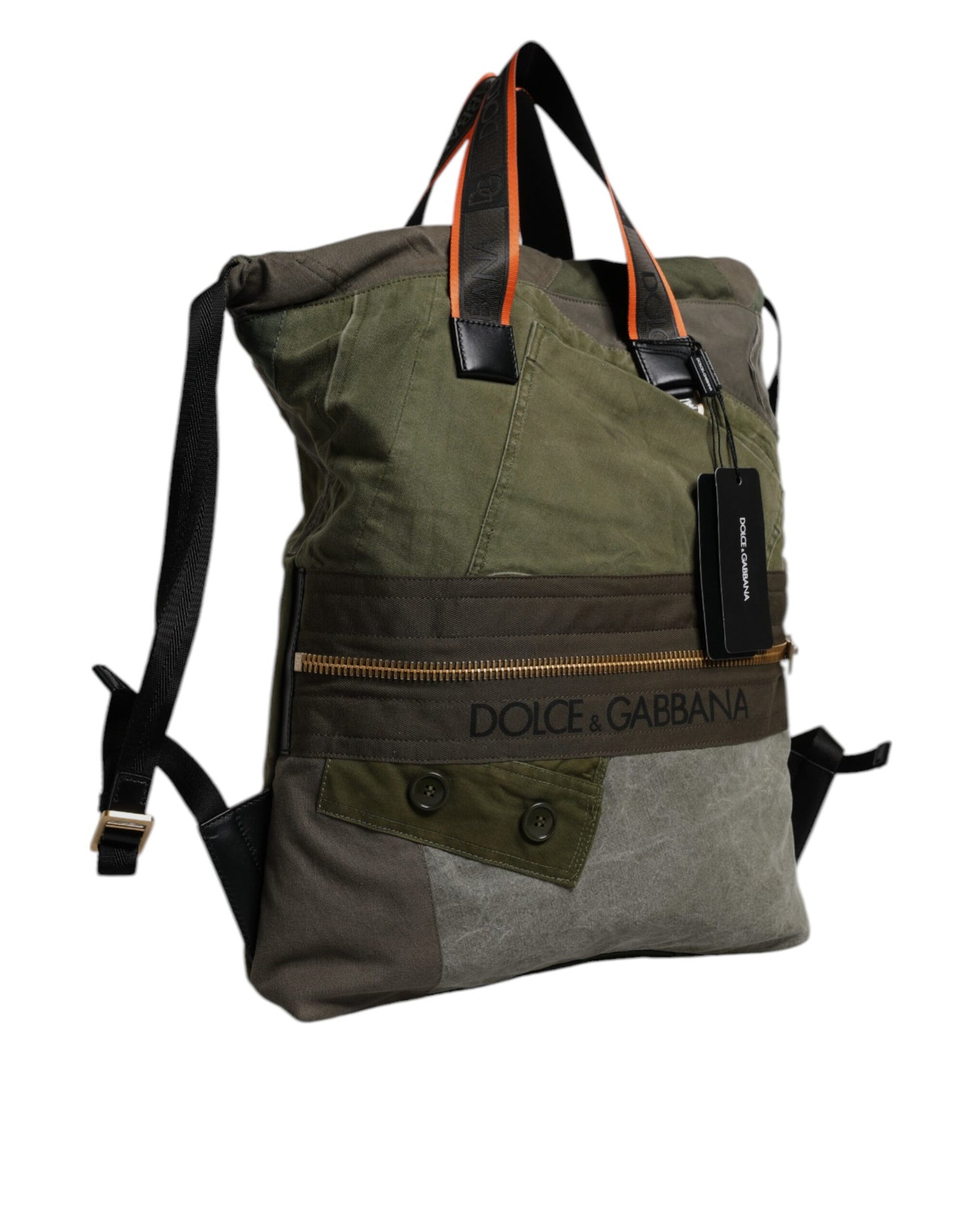 Dolce & Gabbana Military Green Patchwork Rucksack Backpack Bag Curated Luxury Accessories by Orvyn