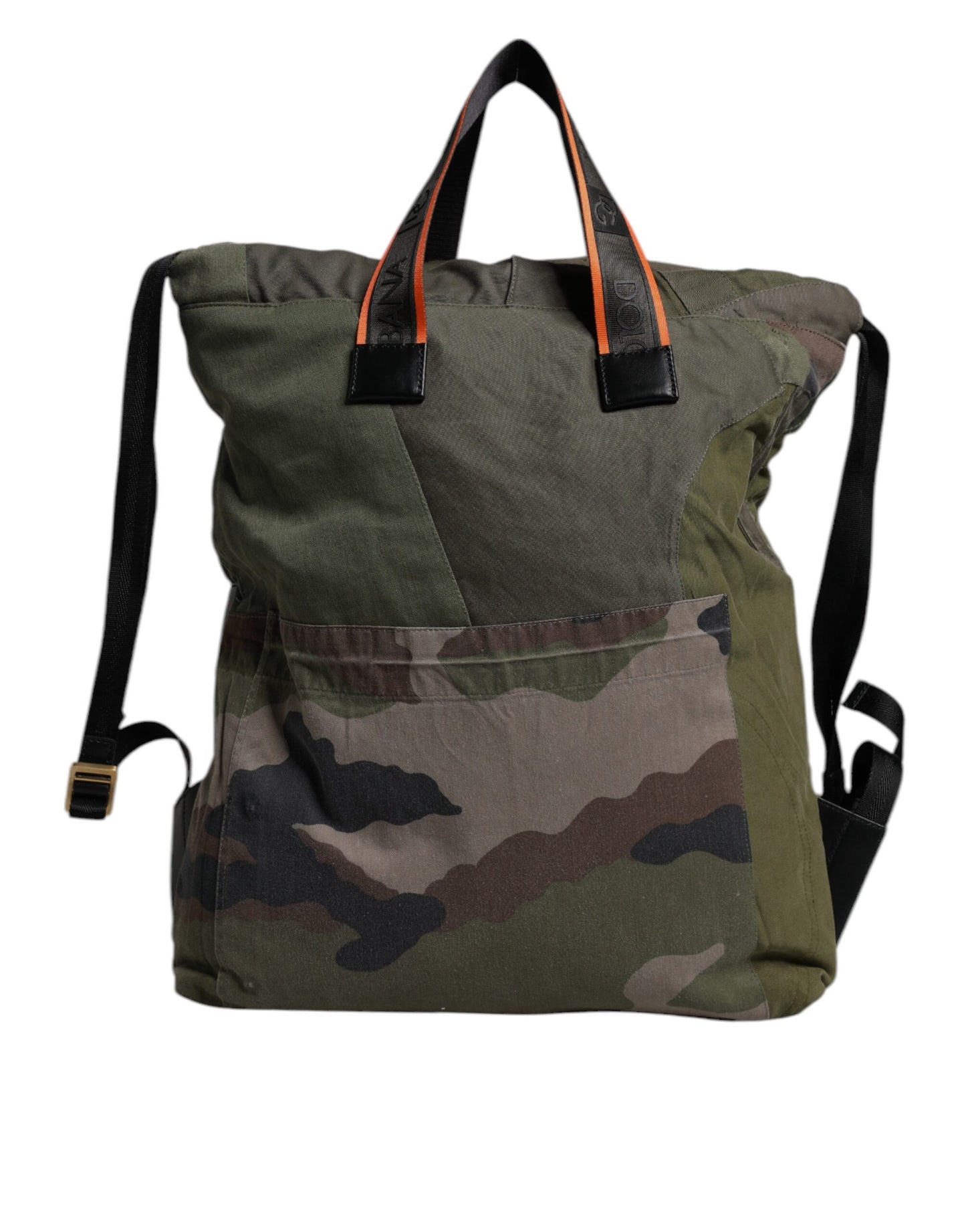Dolce & Gabbana Military Green Patchwork Rucksack Backpack Bag Curated Luxury Accessories by Orvyn