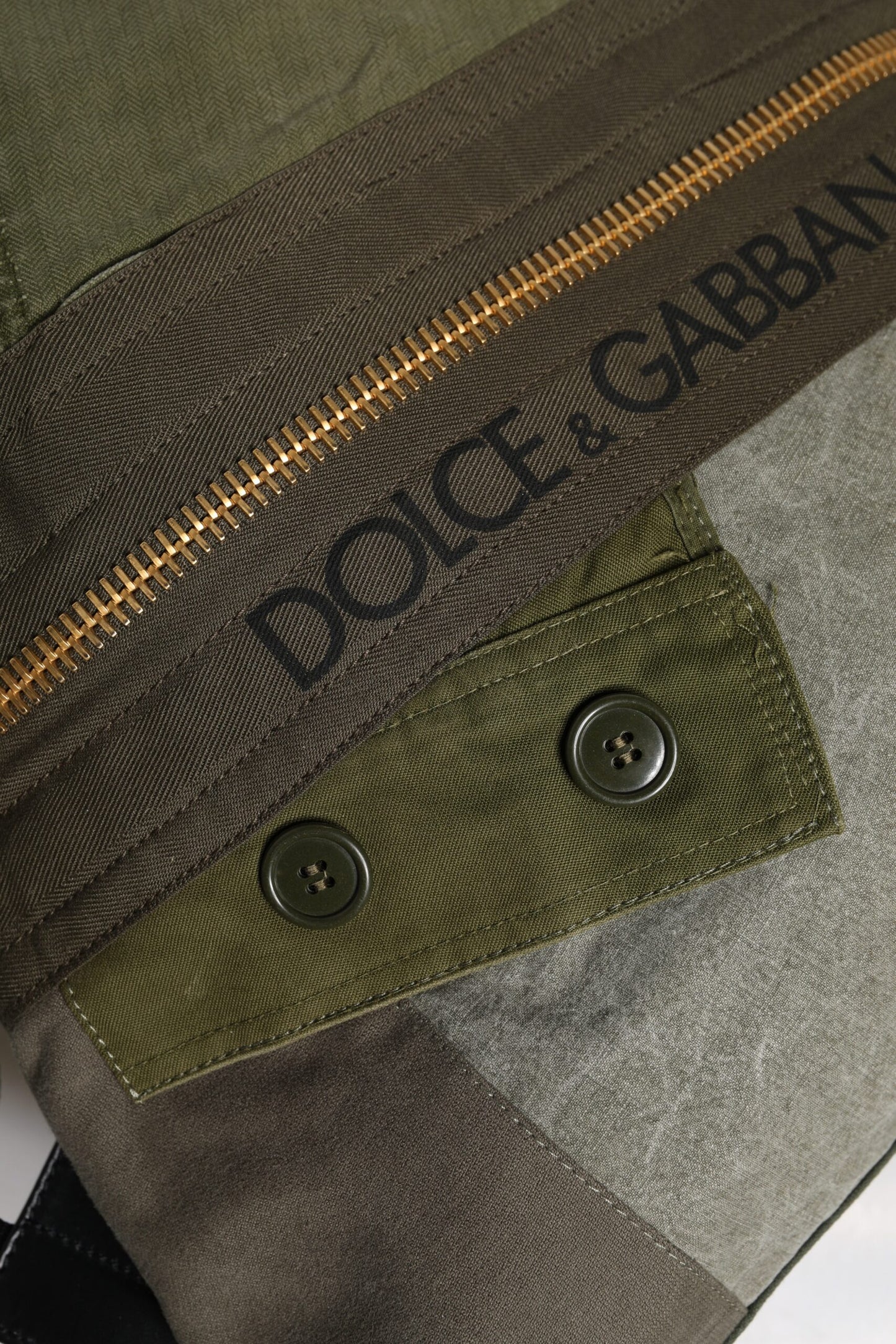Dolce & Gabbana Military Green Patchwork Rucksack Backpack Bag Curated Luxury Accessories by Orvyn