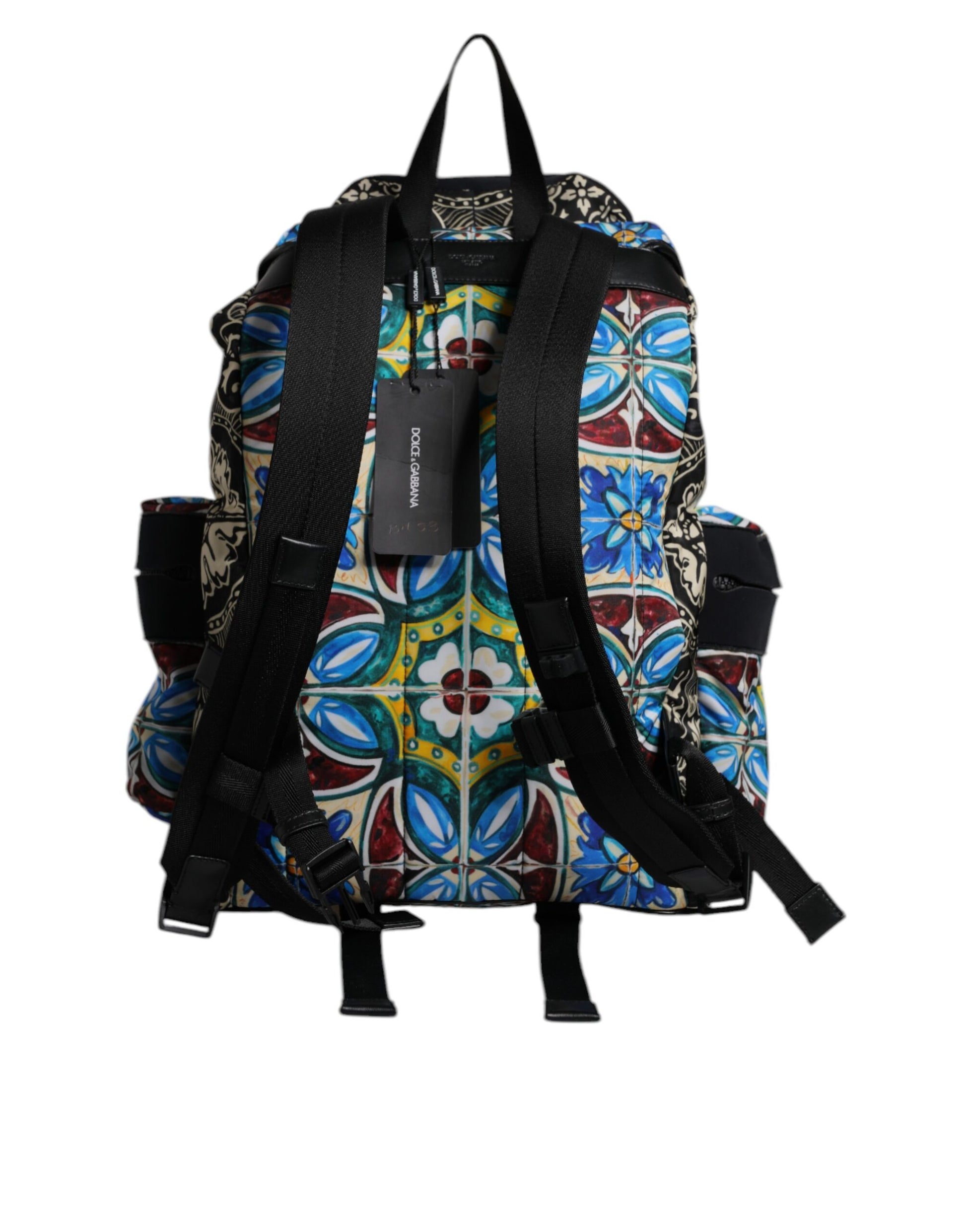 Dolce & Gabbana Multicolor Maiolica Print Nylon Backpack Bag Curated Luxury Accessories by Orvyn