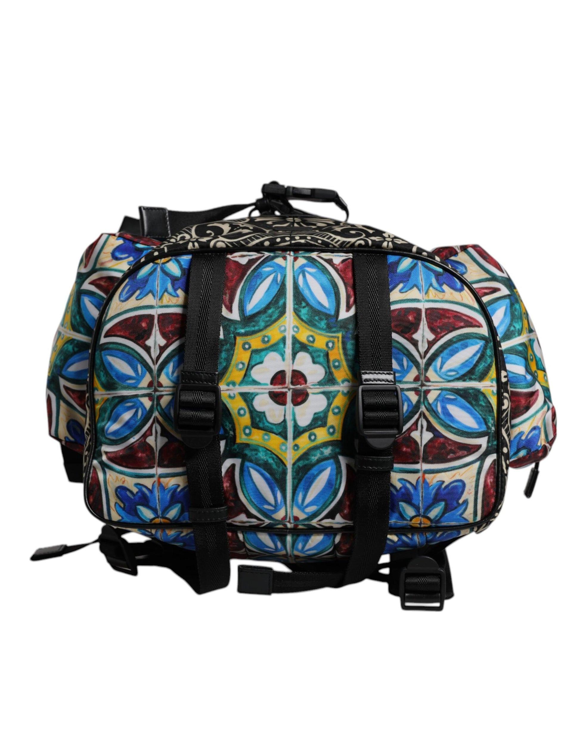 Dolce & Gabbana Multicolor Maiolica Print Nylon Backpack Bag Curated Luxury Accessories by Orvyn