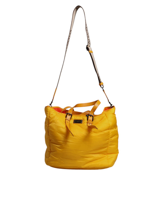 Dolce & Gabbana Yellow Orange Nylon Logo Plaque Hand Shoulder Duffle Bag Curated Luxury Accessories by Orvyn