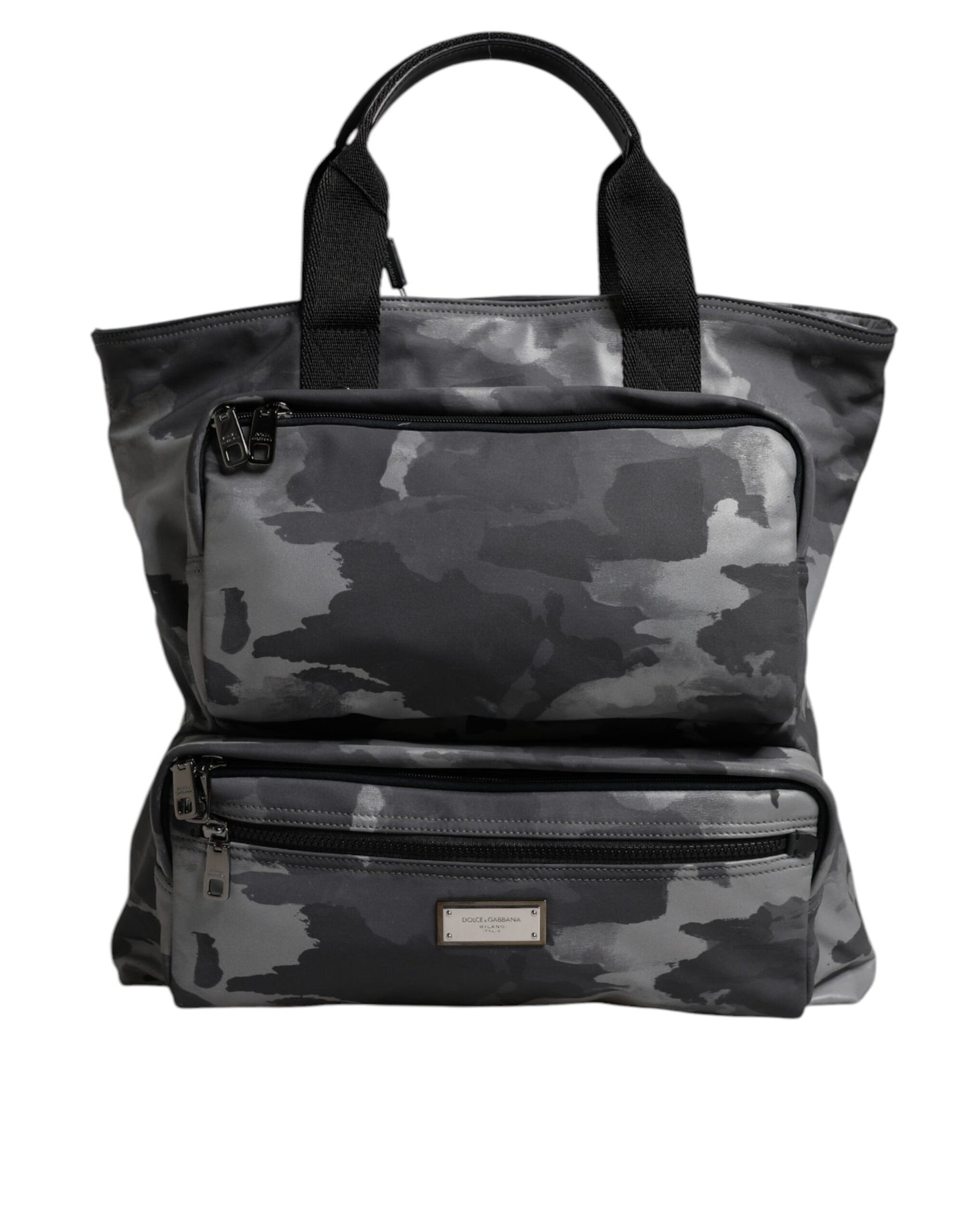 Dolce & Gabbana Gray Camo Cotton Multiple Compartments Tote Bag Curated Luxury Accessories by Orvyn