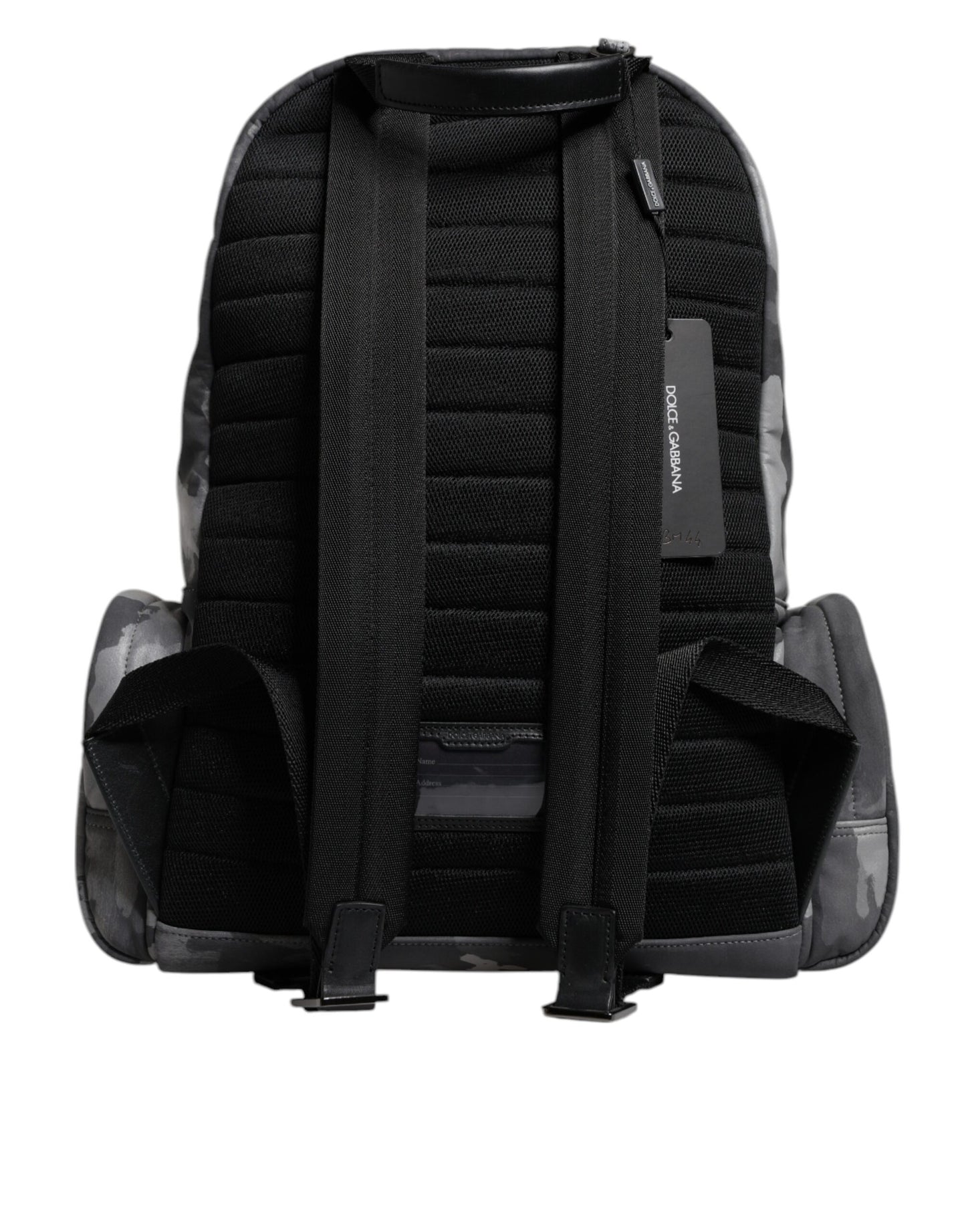 Dolce & Gabbana Gray Cotton Camouflage Logo Plaque Backpack Bag Curated Luxury Accessories by Orvyn