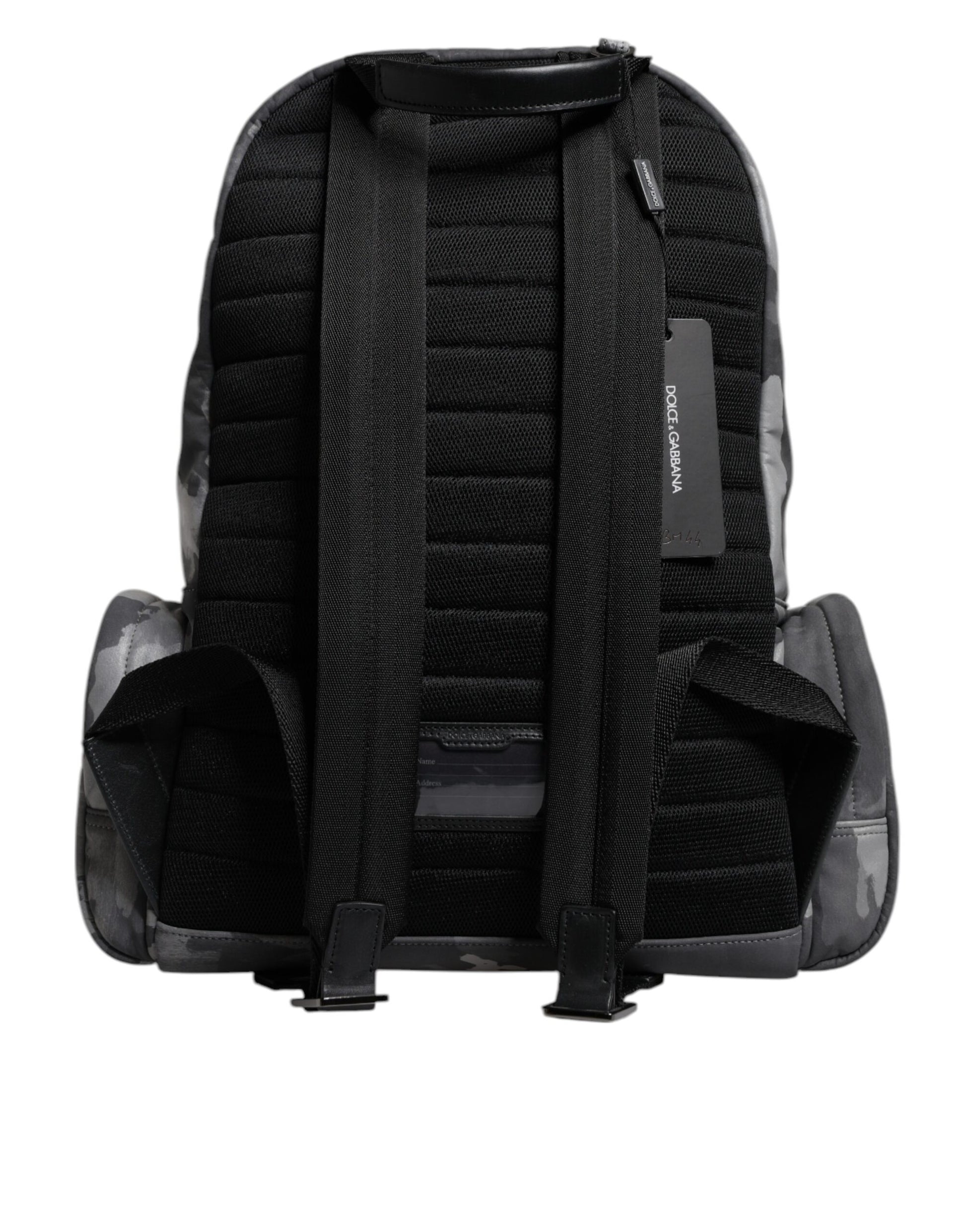 Dolce & Gabbana Gray Cotton Camouflage Logo Plaque Backpack Bag Curated Luxury Accessories by Orvyn