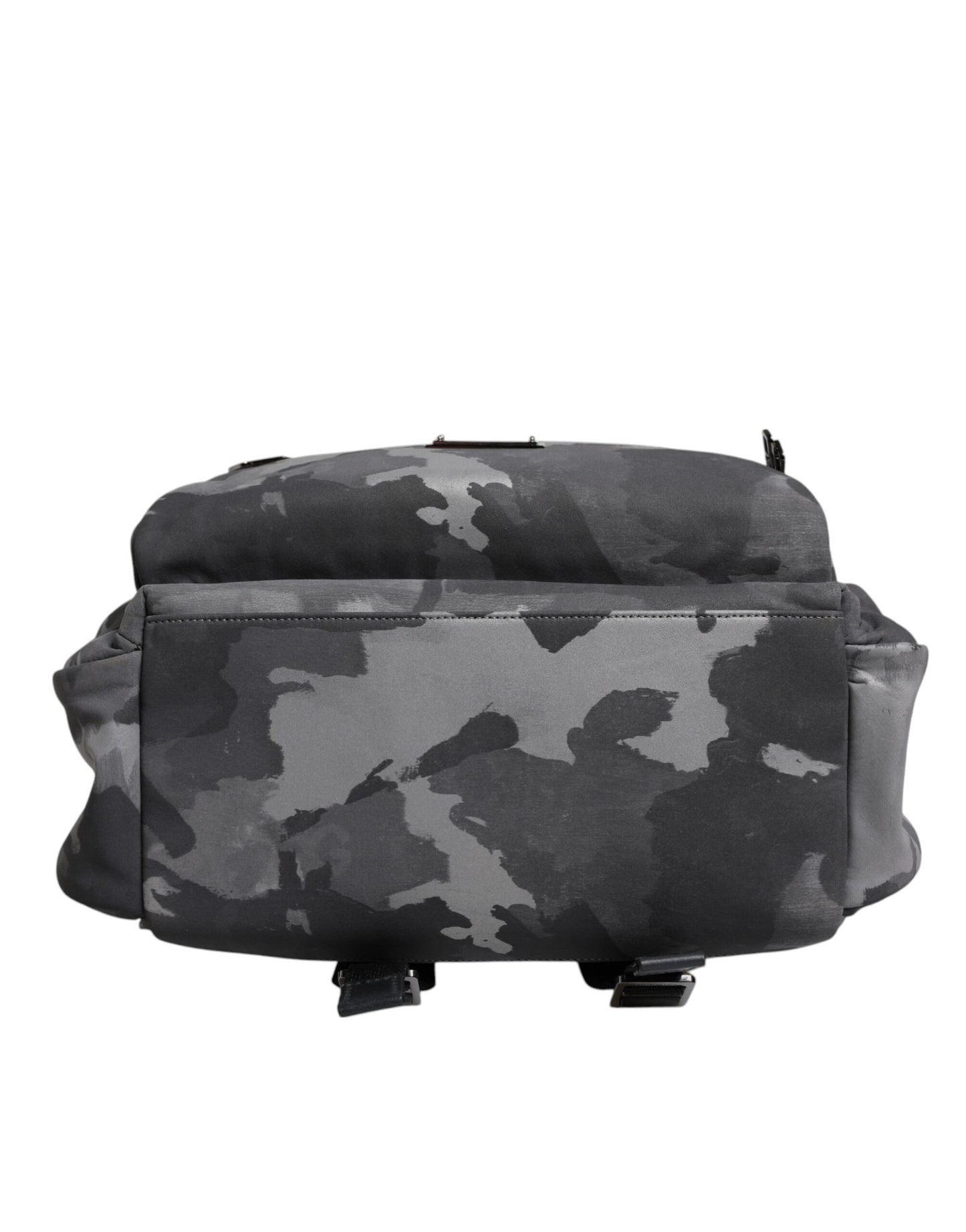 Dolce & Gabbana Gray Cotton Camouflage Logo Plaque Backpack Bag Curated Luxury Accessories by Orvyn
