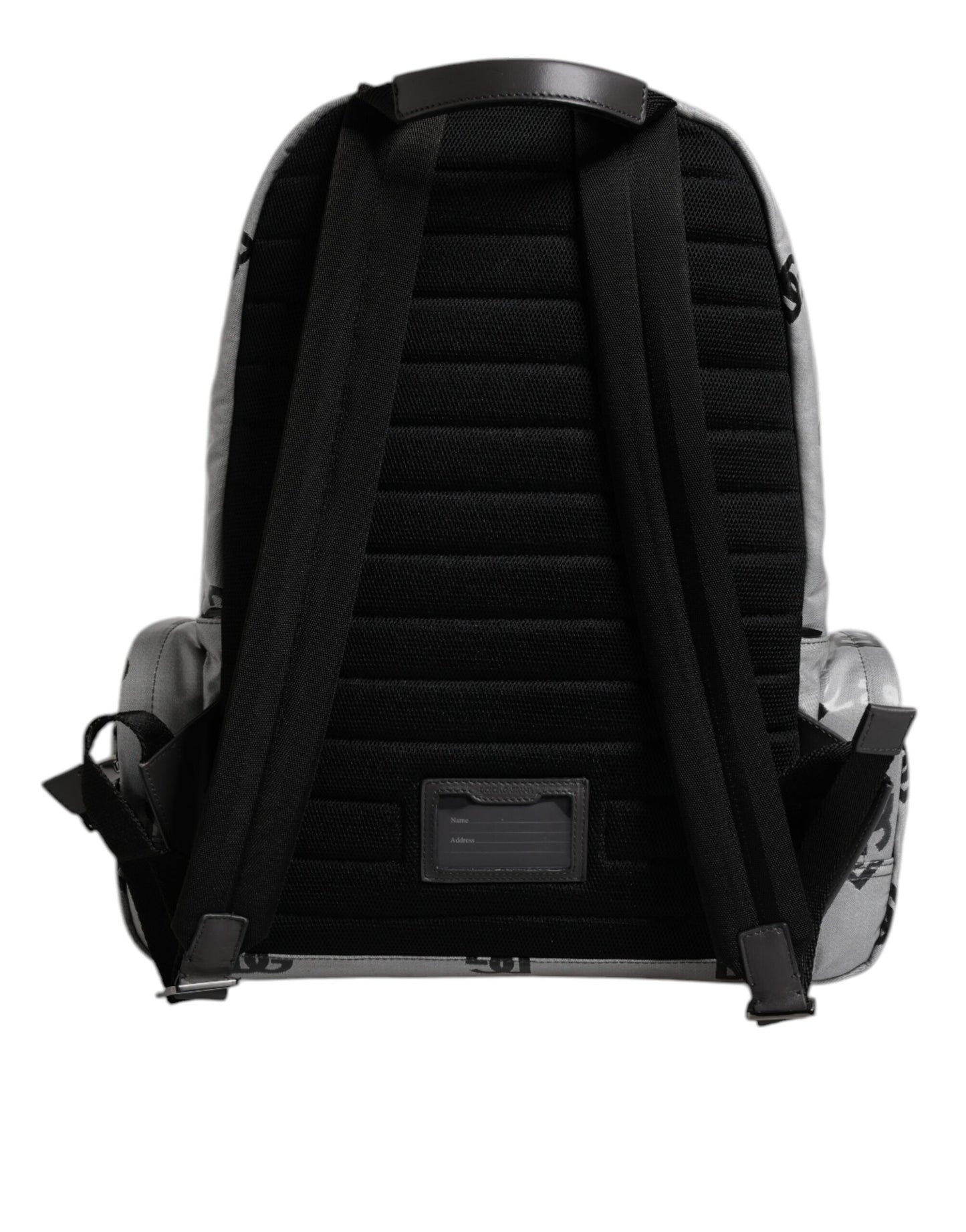 Dolce & Gabbana Polyester Gray Black DG Logo Plaque Backpack Bag Curated Luxury Accessories by Orvyn