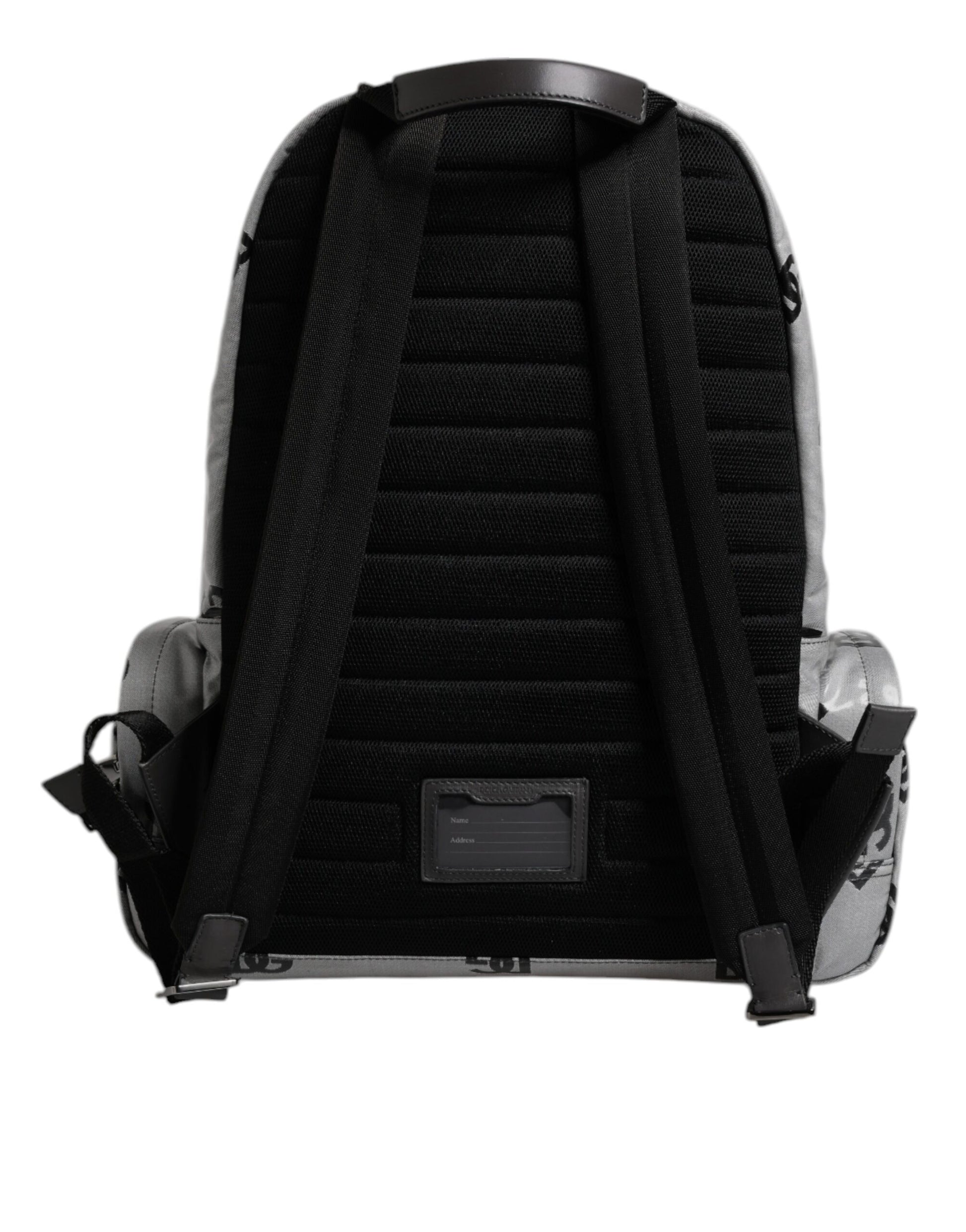Dolce & Gabbana Polyester Gray Black DG Logo Plaque Backpack Bag Curated Luxury Accessories by Orvyn