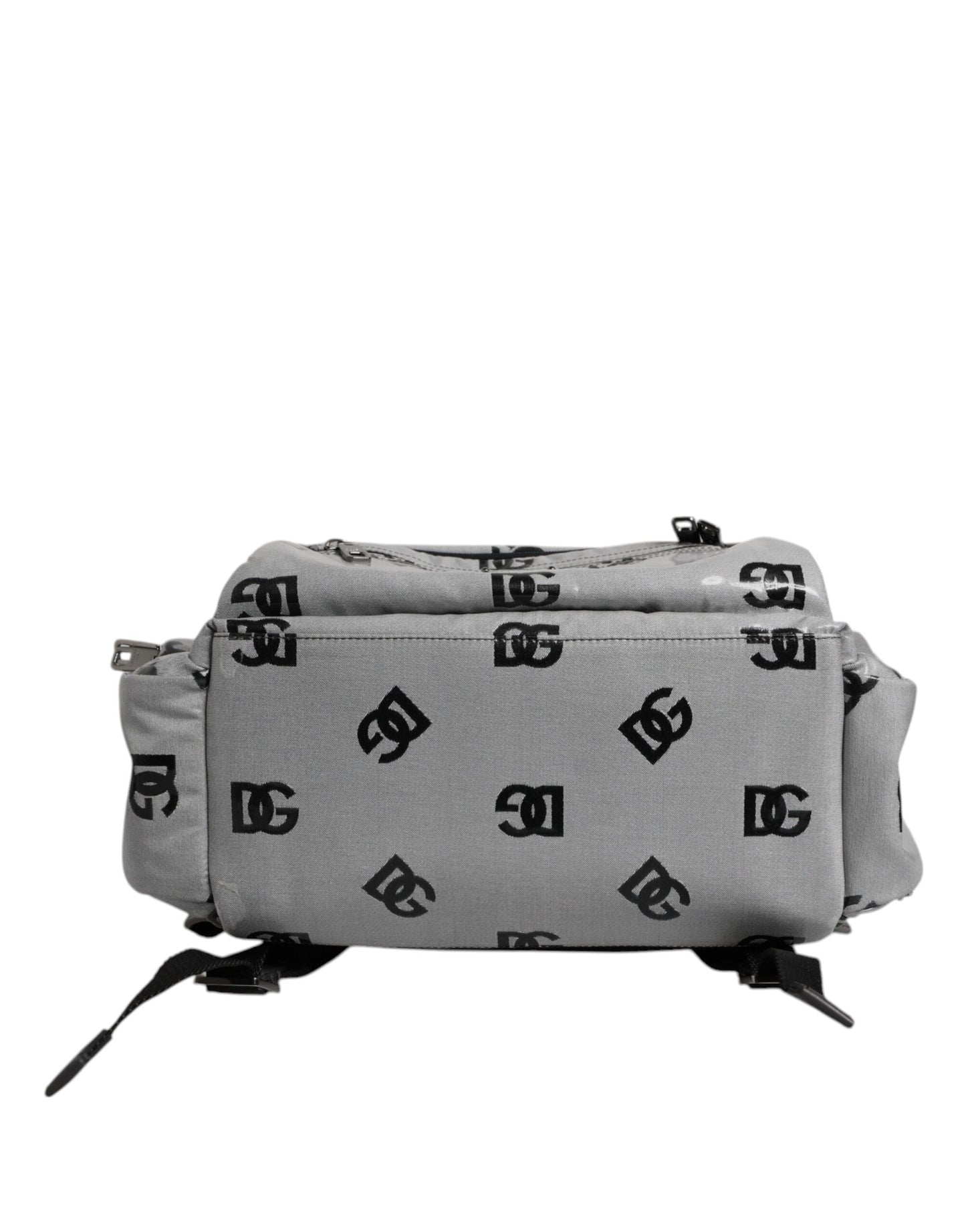 Dolce & Gabbana Polyester Gray Black DG Logo Plaque Backpack Bag Curated Luxury Accessories by Orvyn