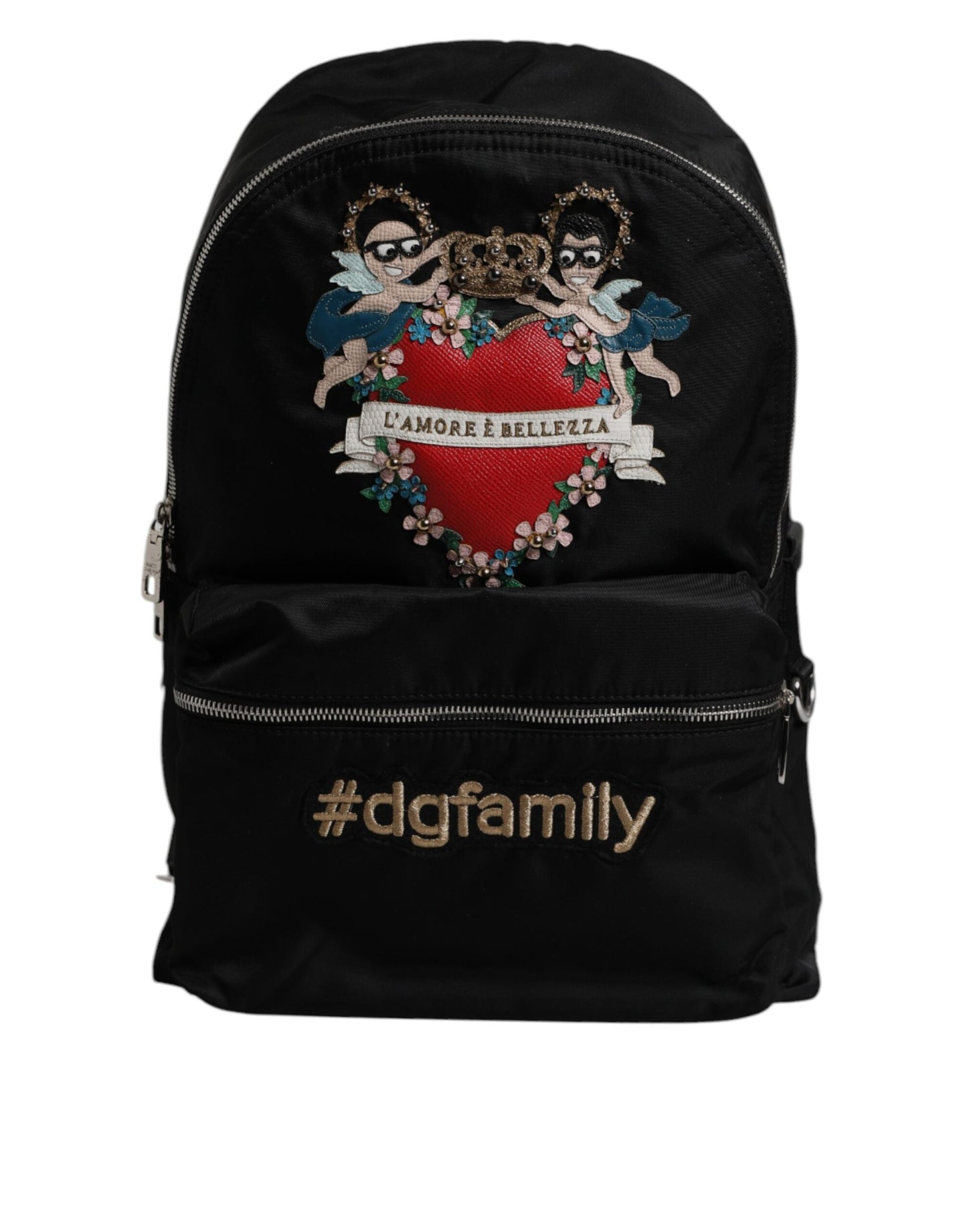 Dolce & Gabbana Black Nylon #DGFAMILY Embellished Backpack VULCANO Bag Curated Luxury Accessories by Orvyn