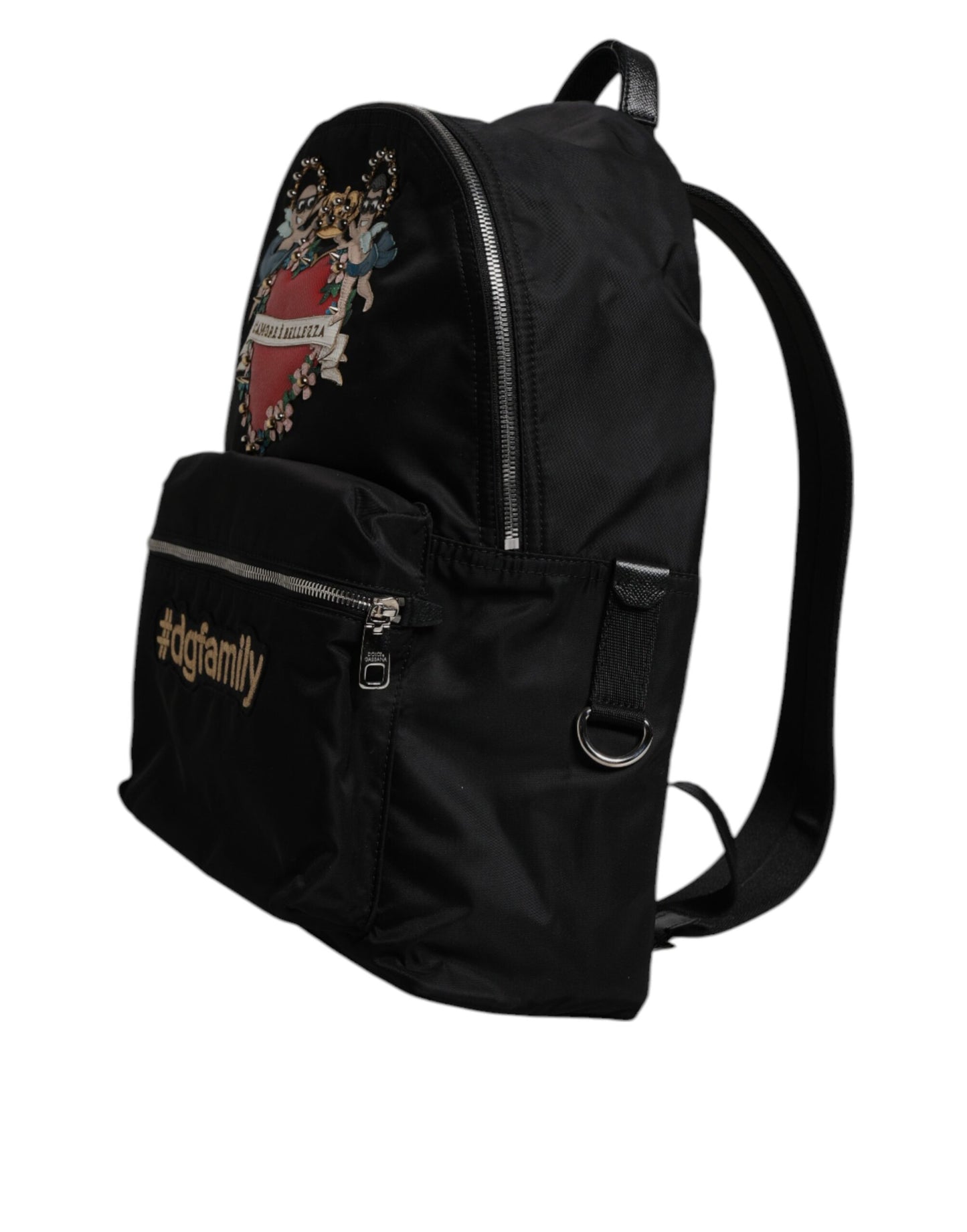 Dolce & Gabbana Black Nylon #DGFAMILY Embellished Backpack VULCANO Bag Curated Luxury Accessories by Orvyn