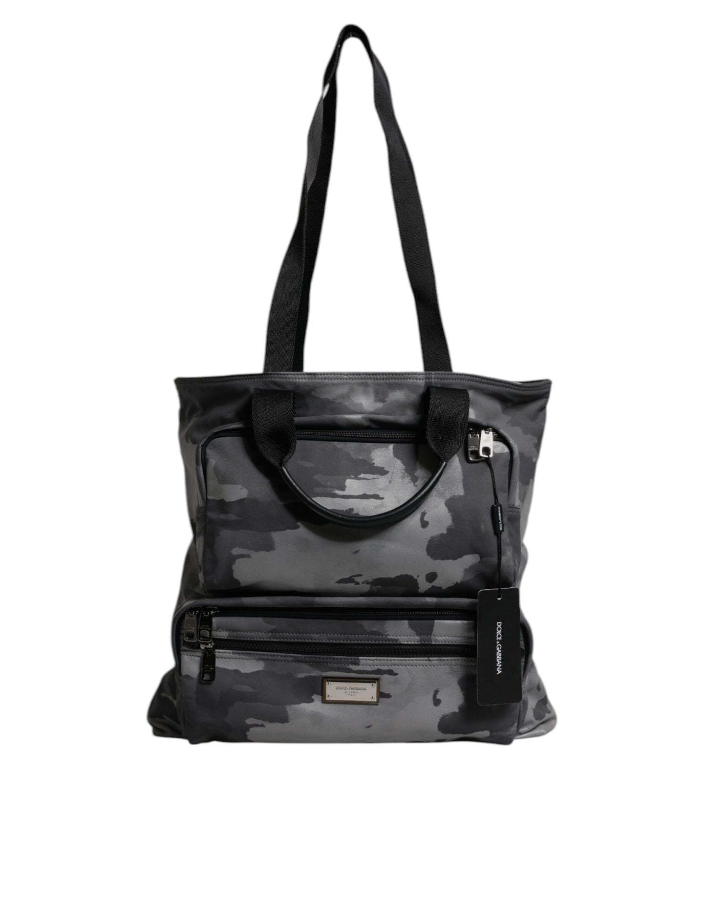 Dolce & Gabbana Black Camouflage Shoulder Strap Logo Plaque Bag Curated Luxury Accessories by Orvyn