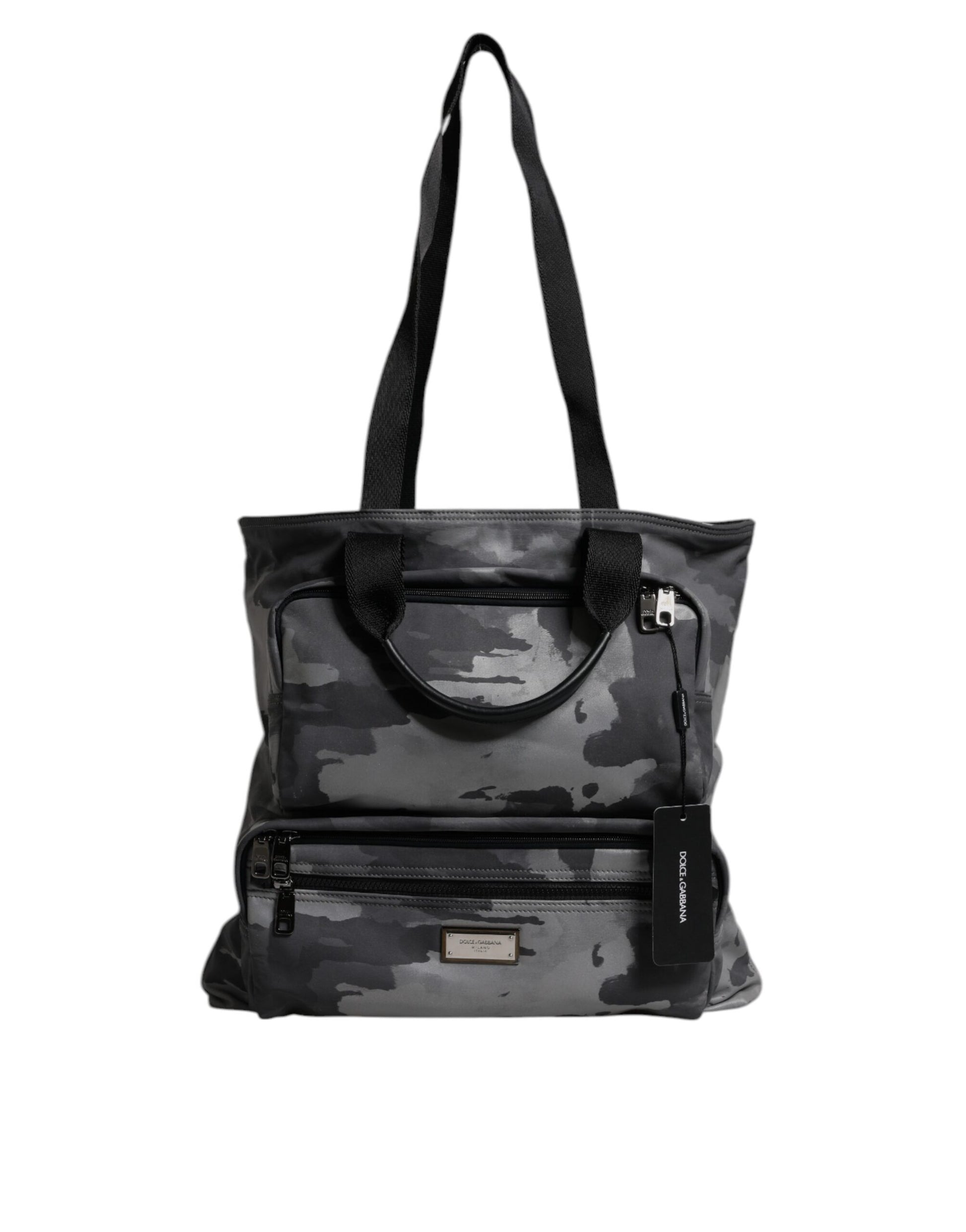 Dolce & Gabbana Black Camouflage Shoulder Strap Logo Plaque Bag Curated Luxury Accessories by Orvyn