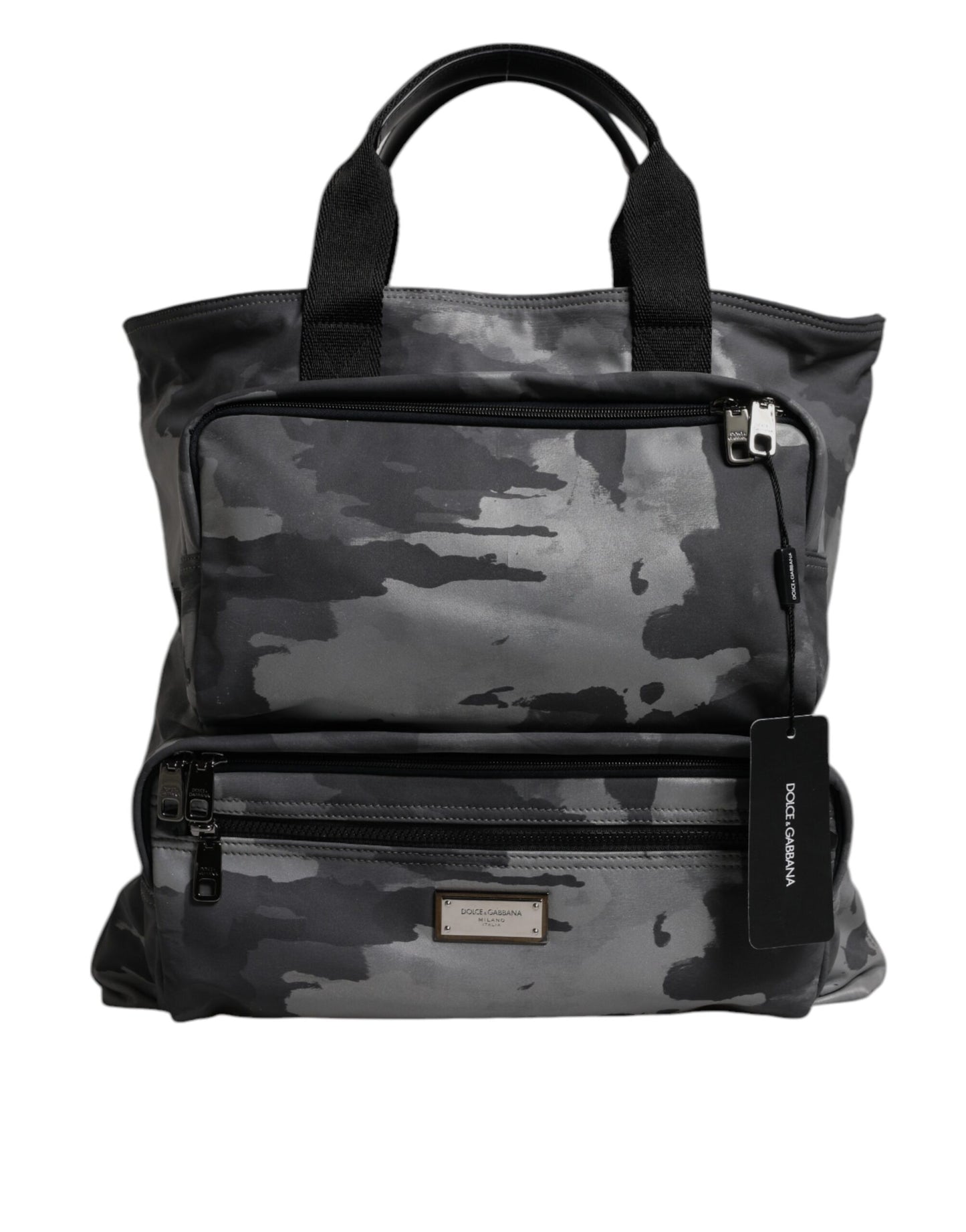 Dolce & Gabbana Black Camouflage Shoulder Strap Logo Plaque Bag Curated Luxury Accessories by Orvyn