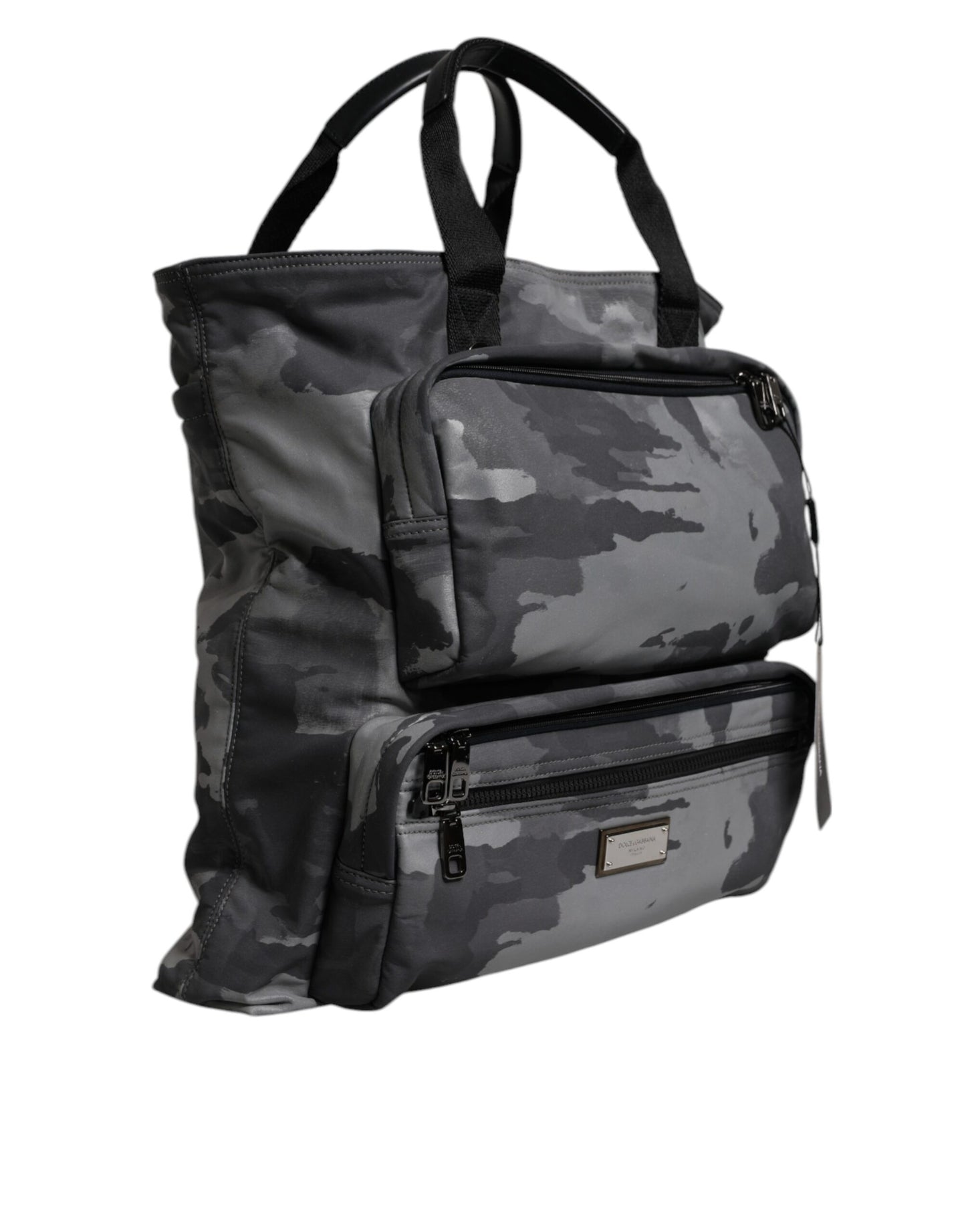Dolce & Gabbana Black Camouflage Shoulder Strap Logo Plaque Bag Curated Luxury Accessories by Orvyn