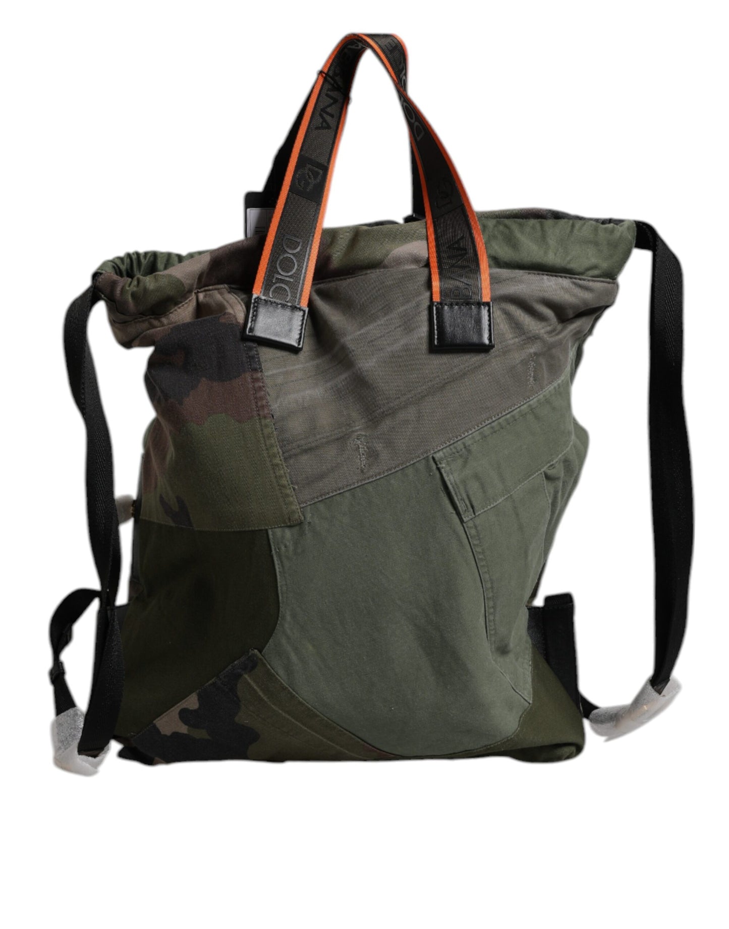 Dolce & Gabbana Military Green Patchwork Rucksack Backpack Bag Curated Luxury Accessories by Orvyn