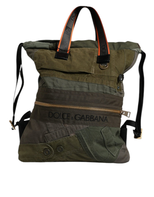 Dolce & Gabbana Military Green Patchwork Rucksack Backpack Bag Curated Luxury Accessories by Orvyn