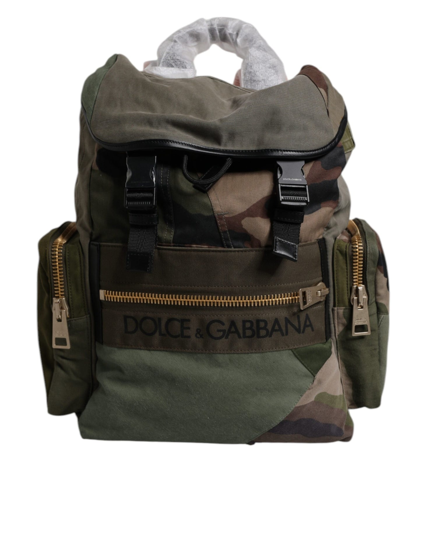 Dolce & Gabbana Military Green Patchwork Travel Backpack Bag Curated Luxury Accessories by Orvyn