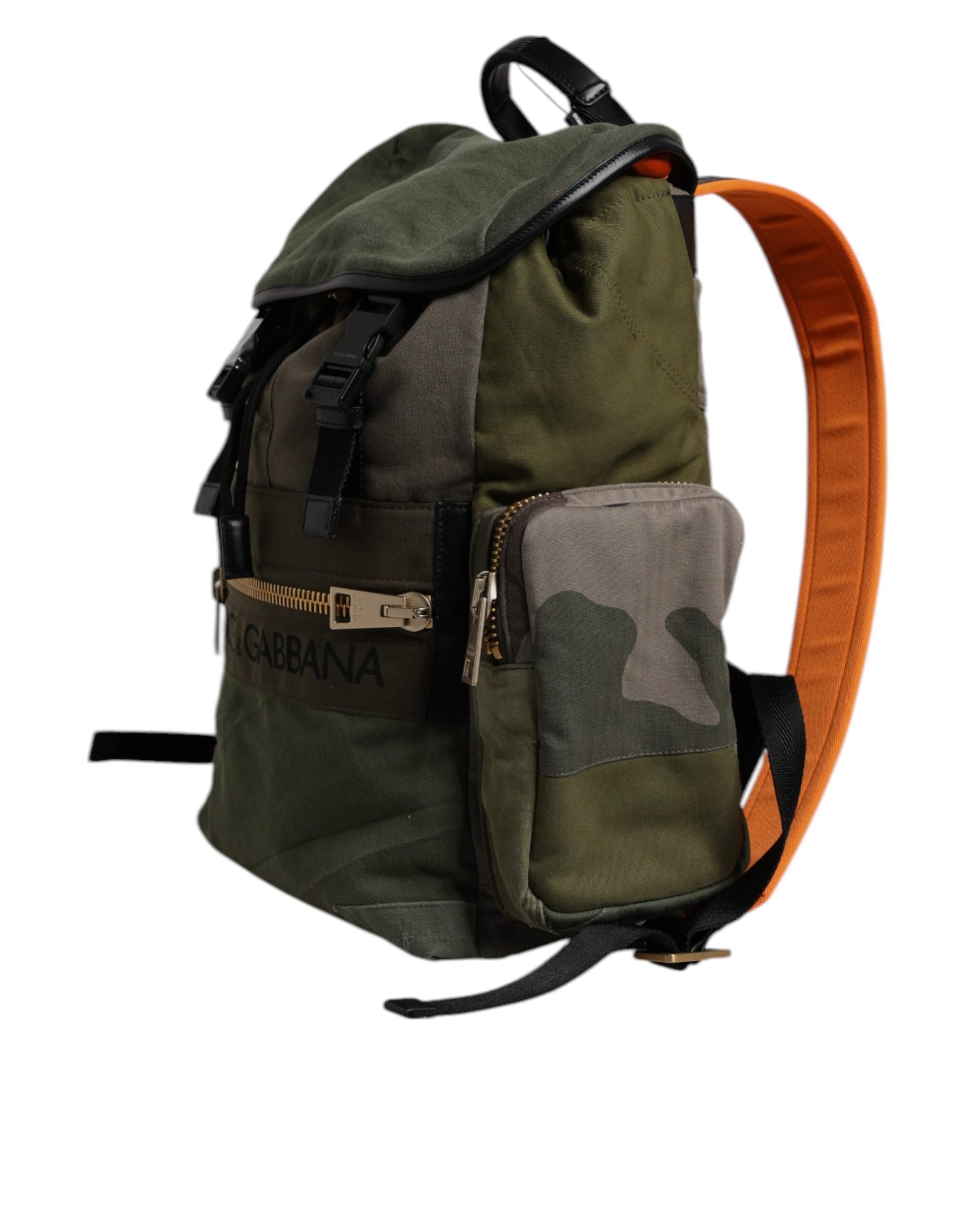 Dolce & Gabbana Military Green Patchwork Travel Backpack Bag Curated Luxury Accessories by Orvyn
