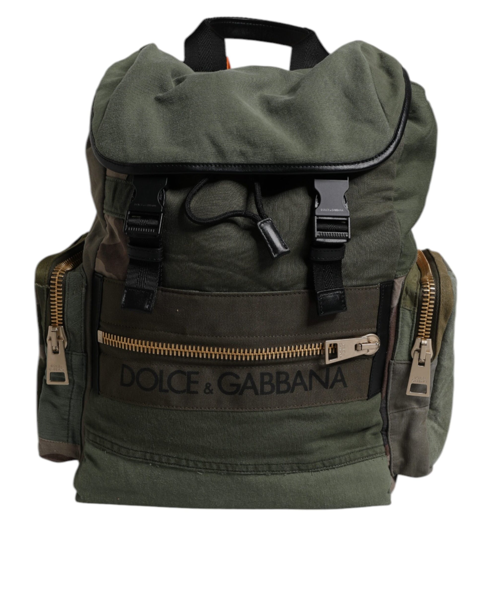 Dolce & Gabbana Military Green Patchwork Travel Backpack Bag Curated Luxury Accessories by Orvyn