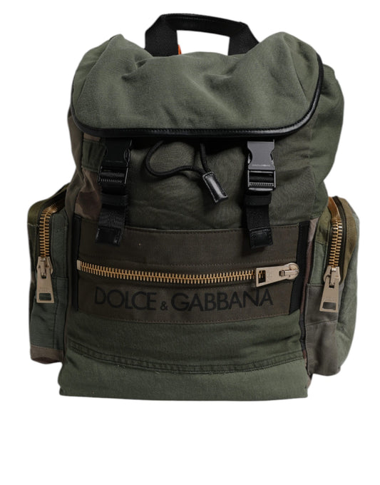 Dolce & Gabbana Military Green Patchwork Travel Backpack Bag Curated Luxury Accessories by Orvyn