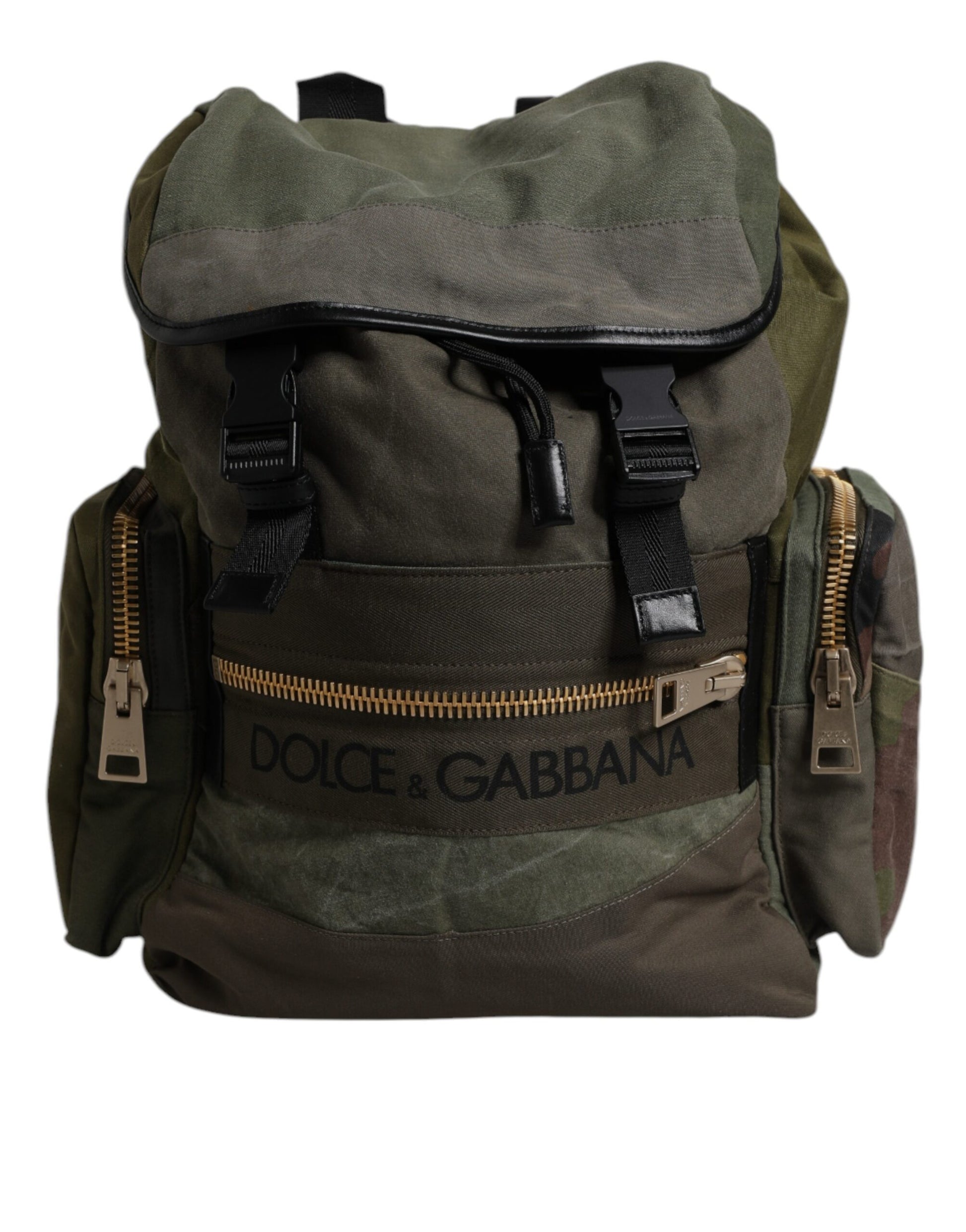 Dolce & Gabbana Military Green Patchwork School Backpack Bag Curated Luxury Accessories by Orvyn