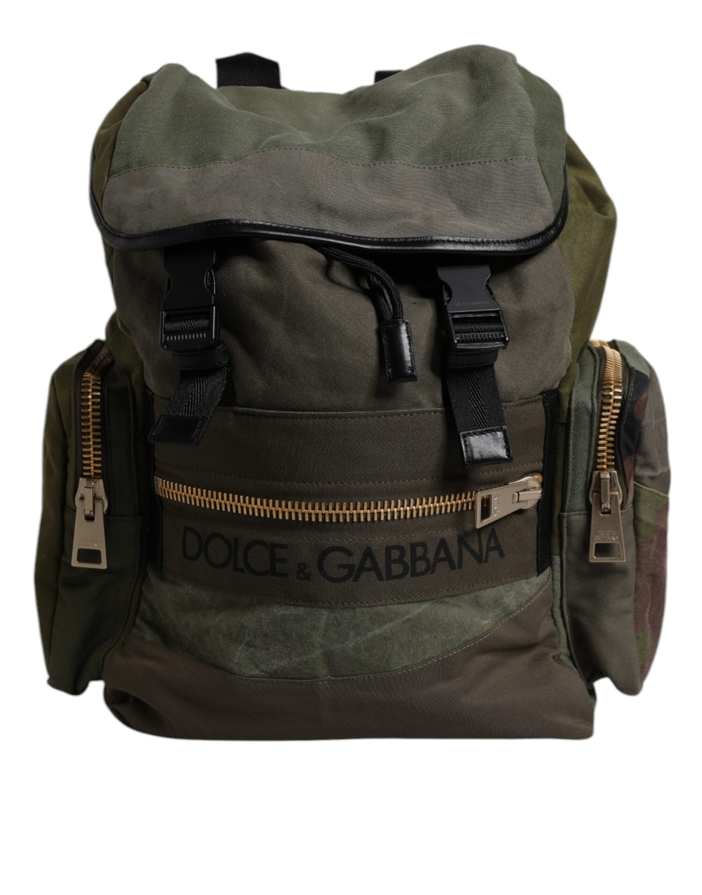 Dolce & Gabbana Military Green Patchwork School Backpack Bag Curated Luxury Accessories by Orvyn