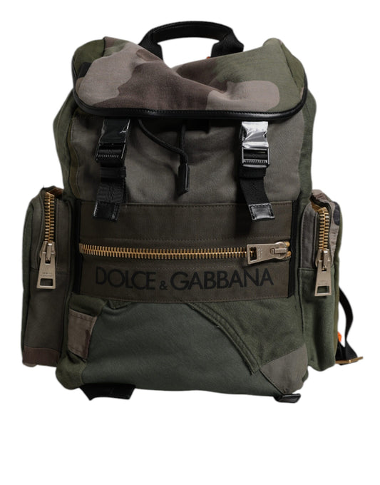 Dolce & Gabbana Military Green Patchwork Travel Backpack Bag Curated Luxury Accessories by Orvyn