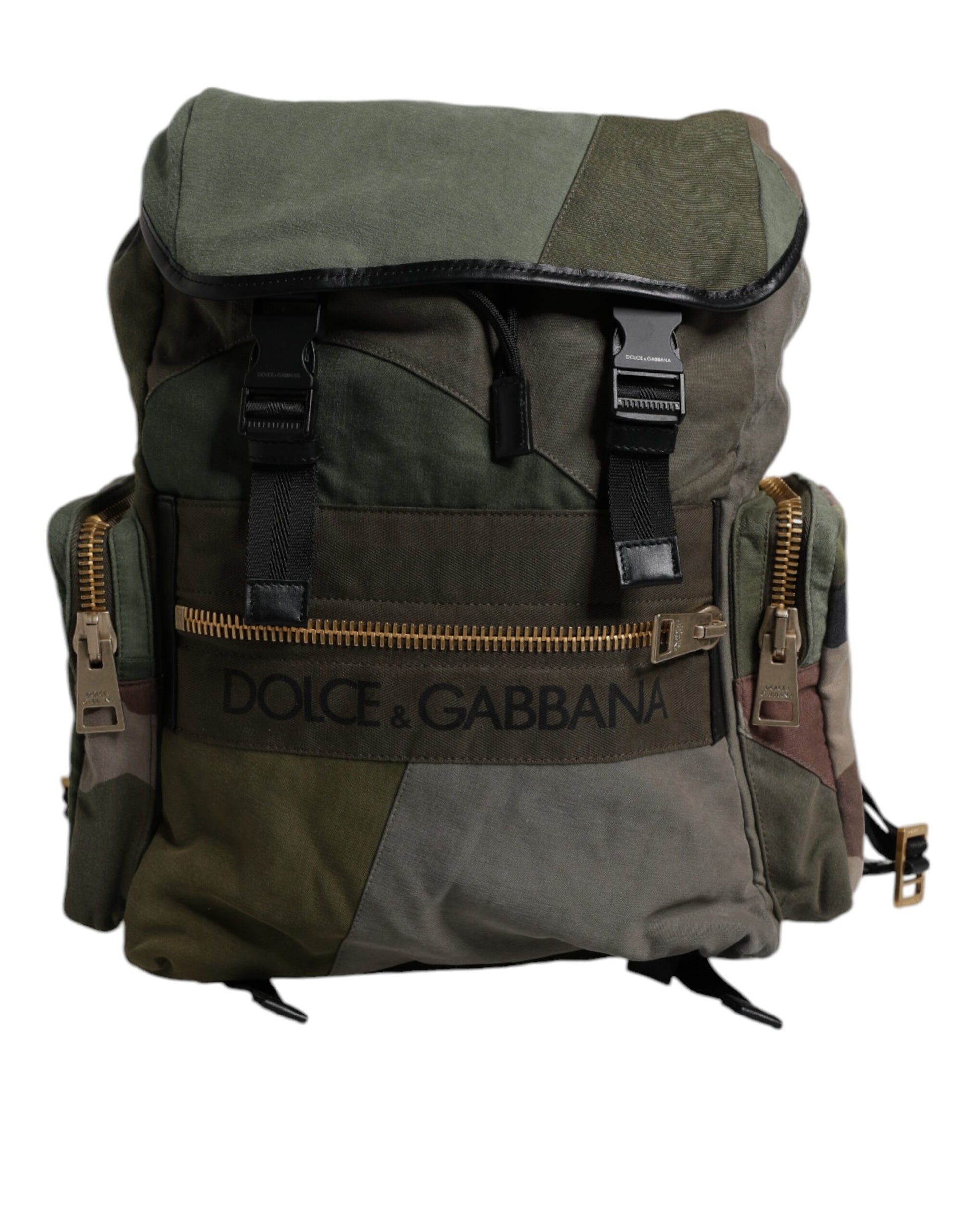 Dolce & Gabbana Military Green Patchwork Travel Backpack Bag Curated Luxury Accessories by Orvyn