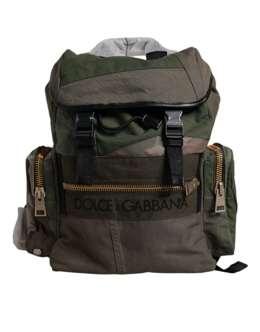 Dolce & Gabbana Military Green Patchwork Travel Backpack Bag Curated Luxury Accessories by Orvyn
