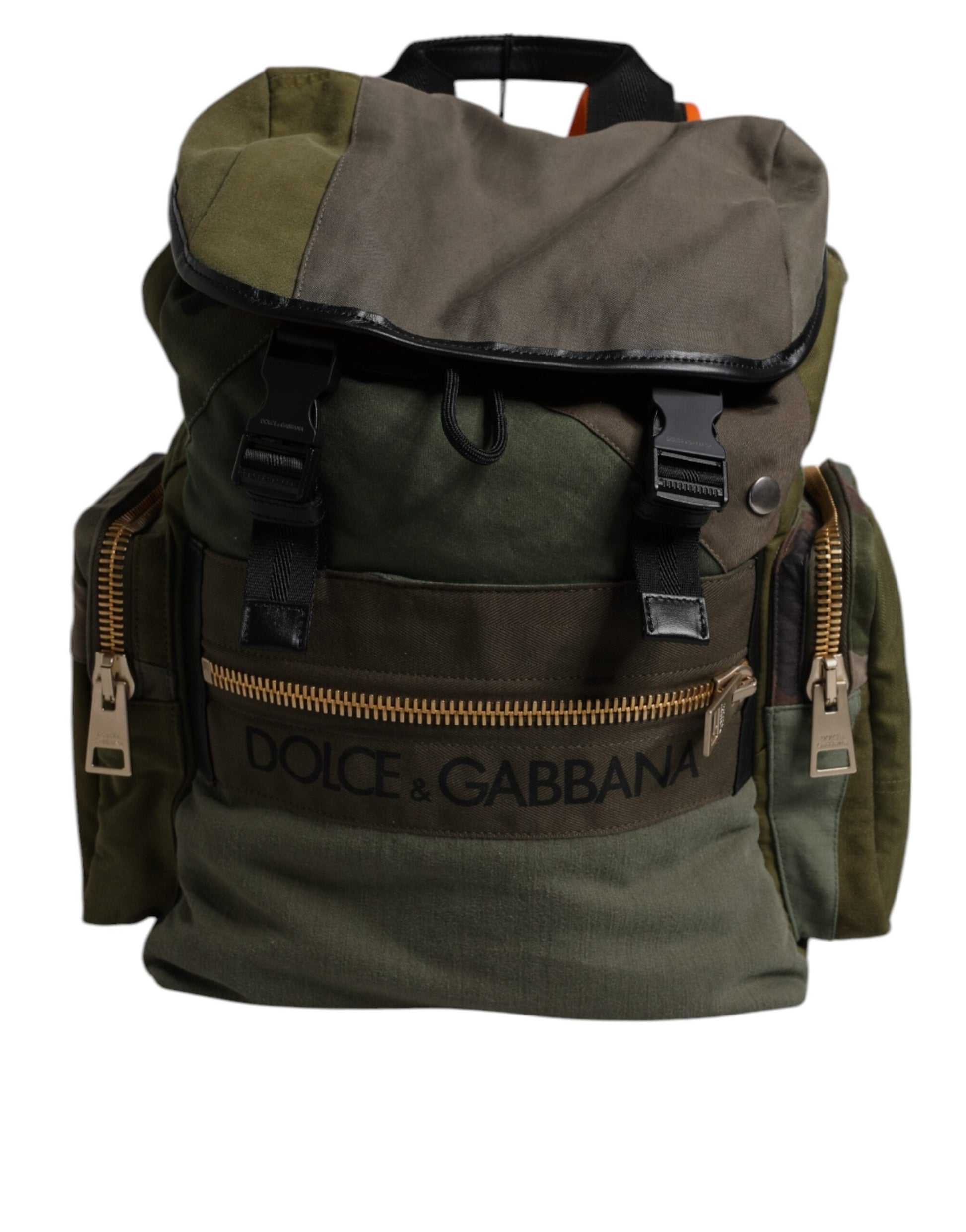 Dolce & Gabbana Military Green Patchwork Travel Backpack Bag Curated Luxury Accessories by Orvyn