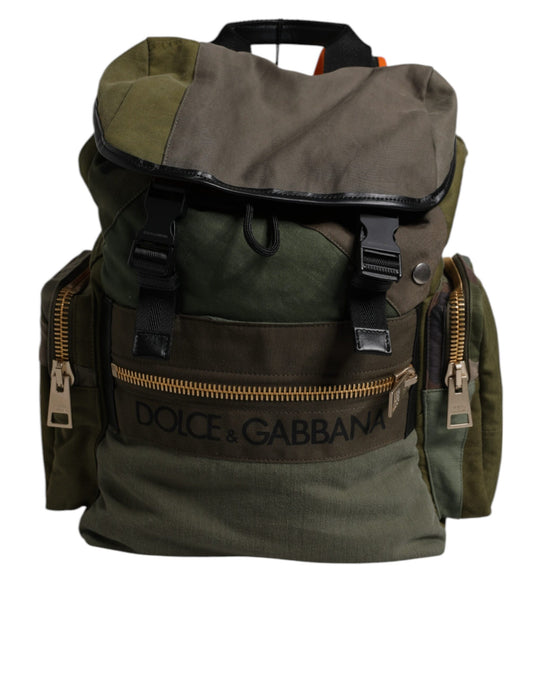 Dolce & Gabbana Military Green Patchwork Travel Backpack Bag Curated Luxury Accessories by Orvyn