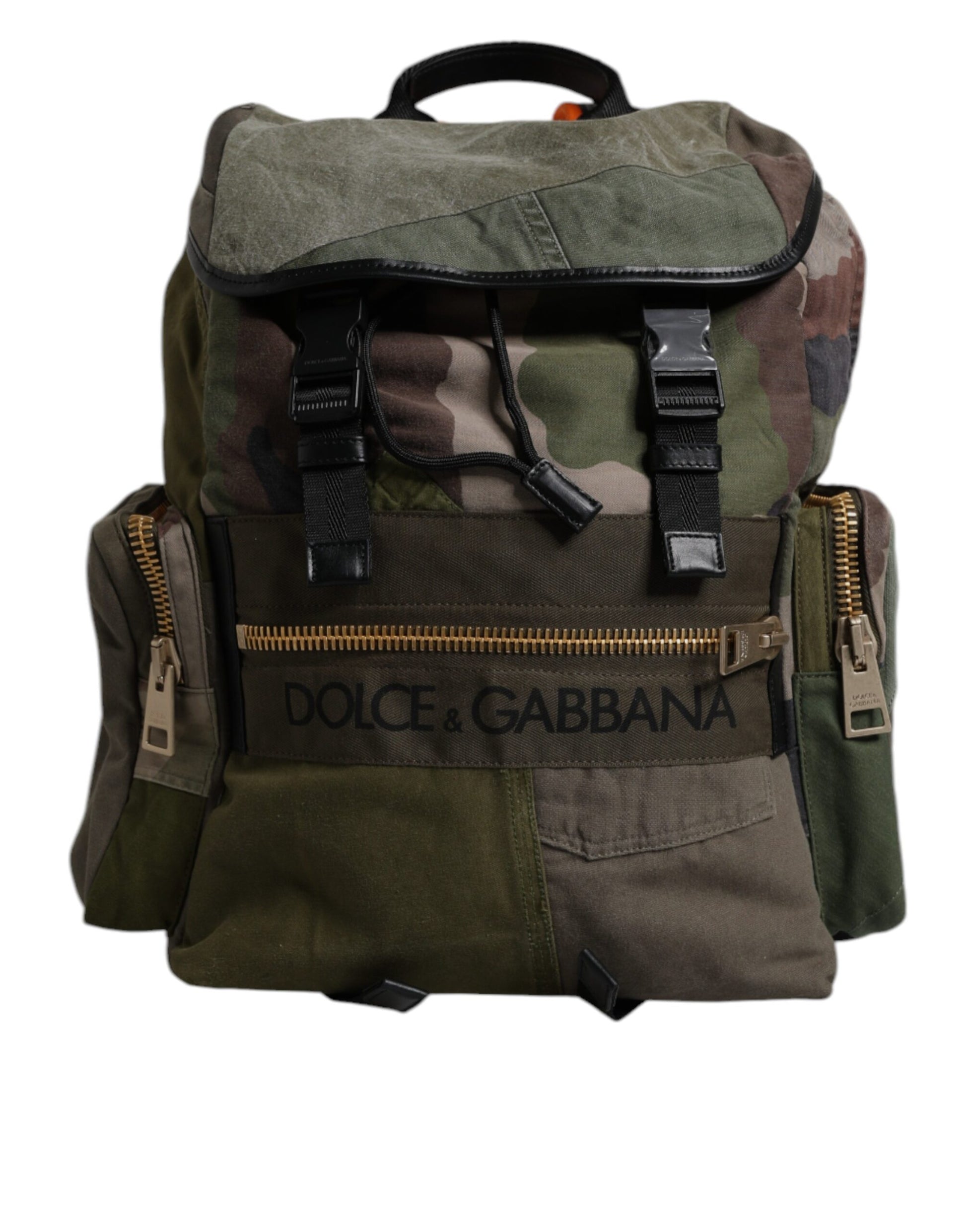Dolce & Gabbana Military Green Patchwork School Backpack Bag Curated Luxury Accessories by Orvyn