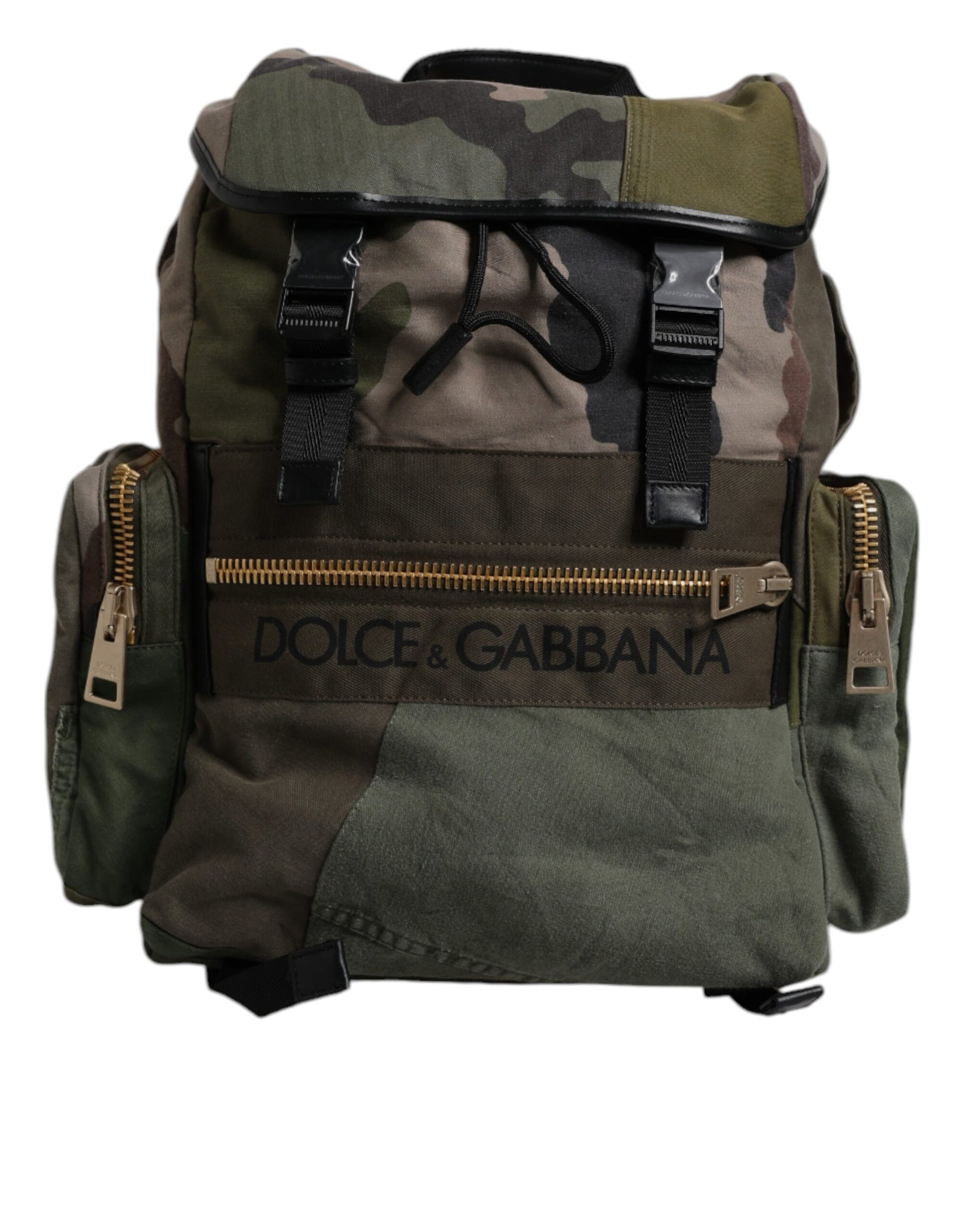 Dolce & Gabbana Military Green Patchwork Travel Backpack Bag Curated Luxury Accessories by Orvyn