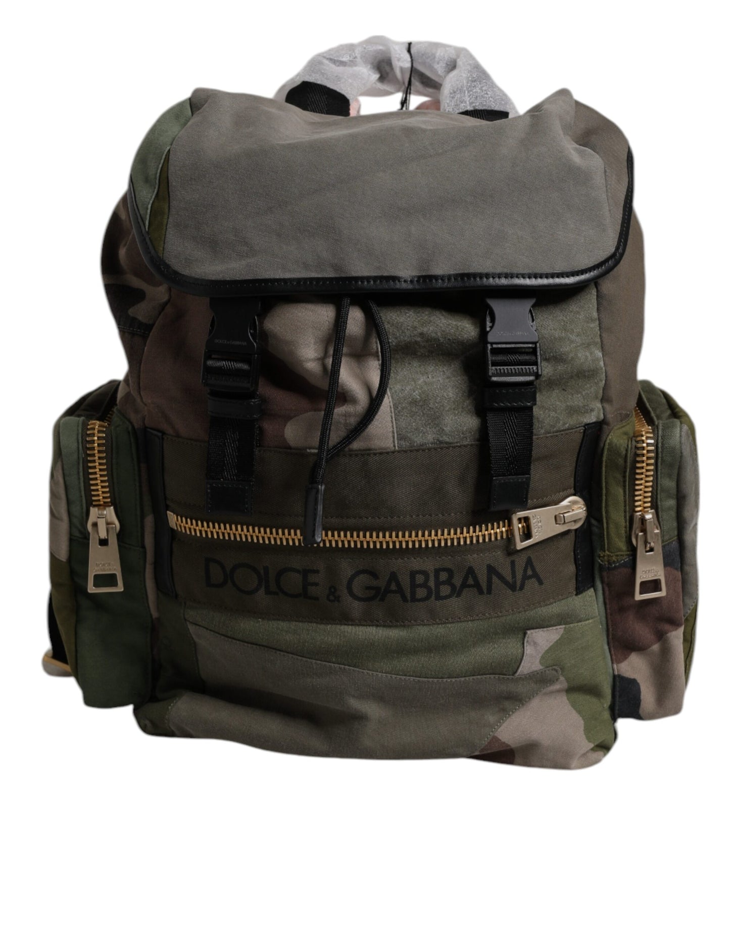 Dolce & Gabbana Military Green Patchwork School Backpack Bag Curated Luxury Accessories by Orvyn