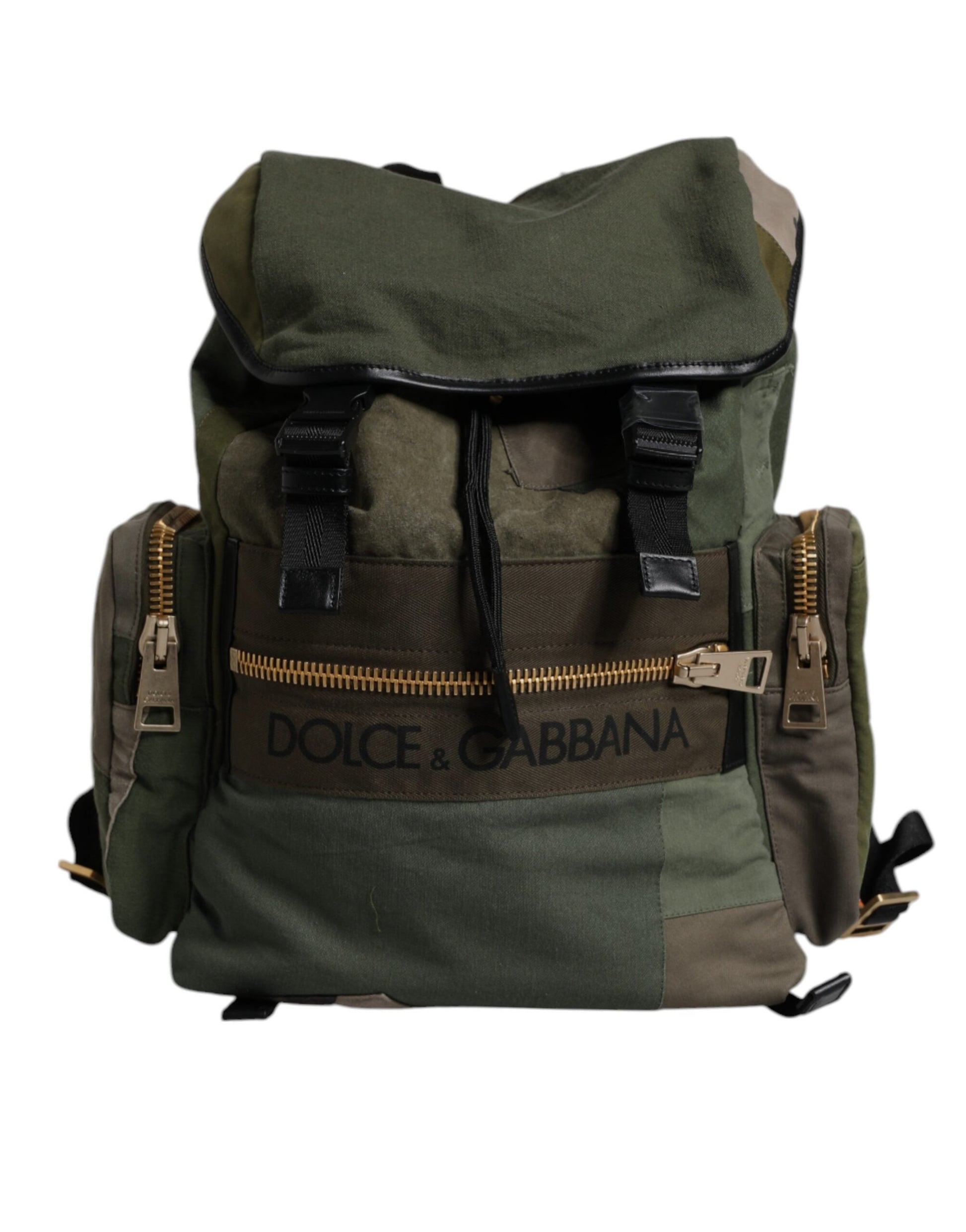 Dolce & Gabbana Military Green Patchwork School Backpack Bag Curated Luxury Accessories by Orvyn