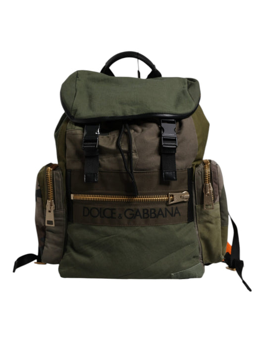 Dolce & Gabbana Military Green Patchwork Travel Backpack Bag Curated Luxury Accessories by Orvyn