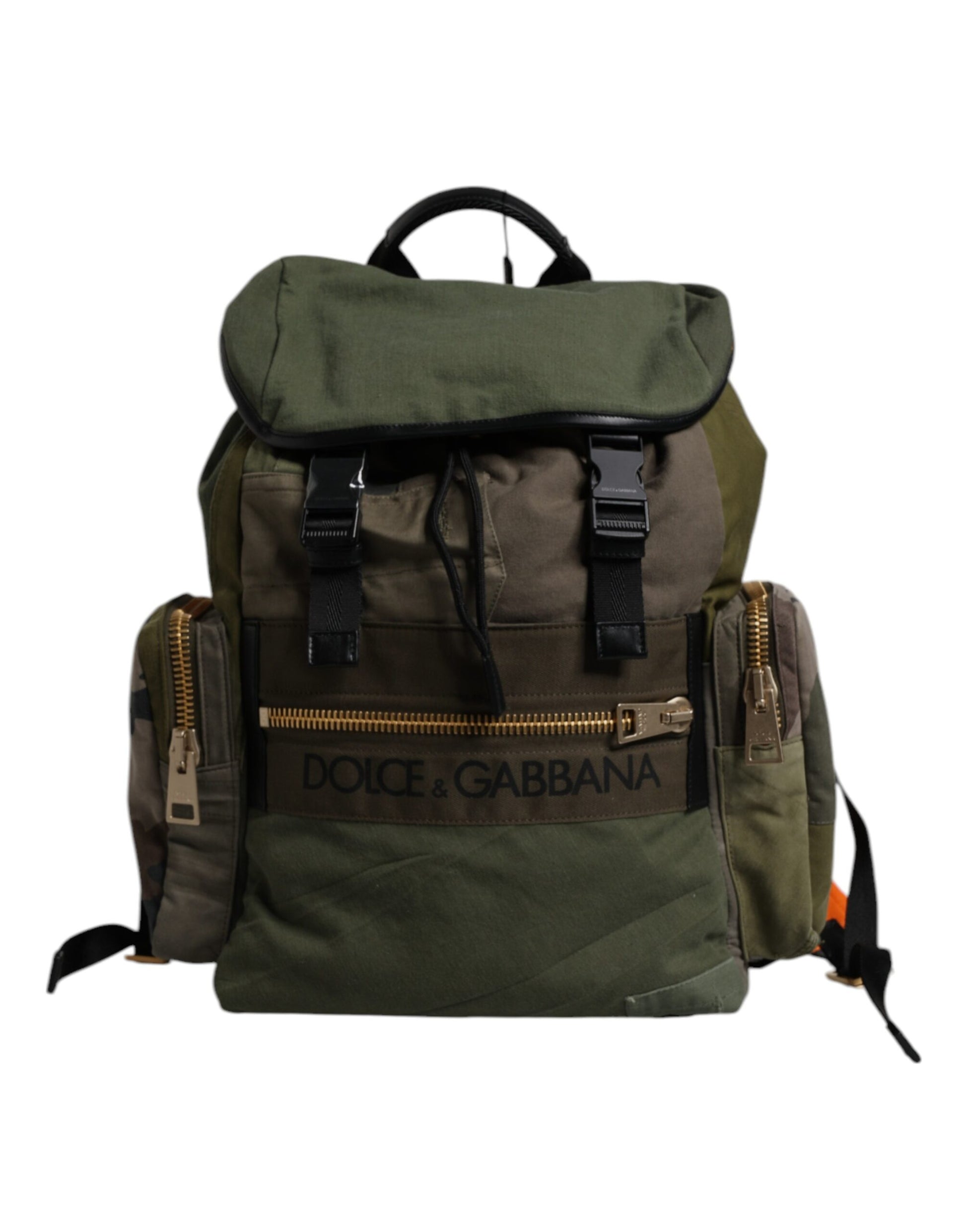 Dolce & Gabbana Military Green Patchwork Travel Backpack Bag Curated Luxury Accessories by Orvyn