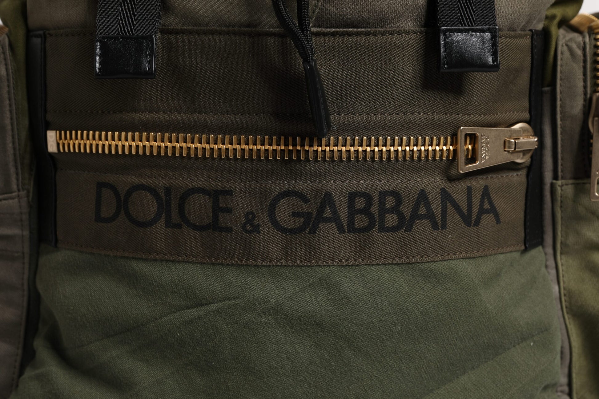Dolce & Gabbana Military Green Patchwork Travel Backpack Bag Curated Luxury Accessories by Orvyn