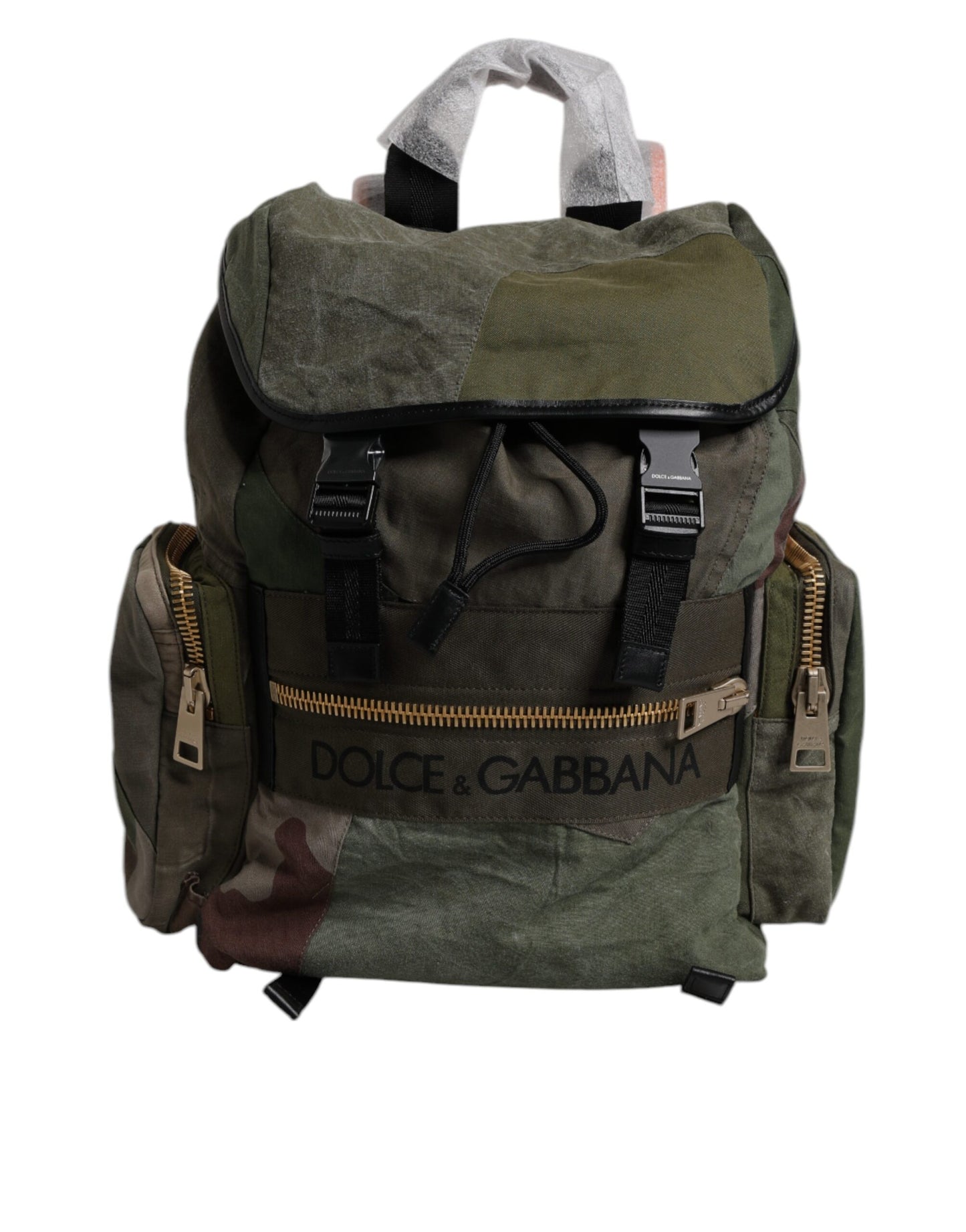 Dolce & Gabbana Military Green Patchwork Travel Backpack Bag Curated Luxury Accessories by Orvyn